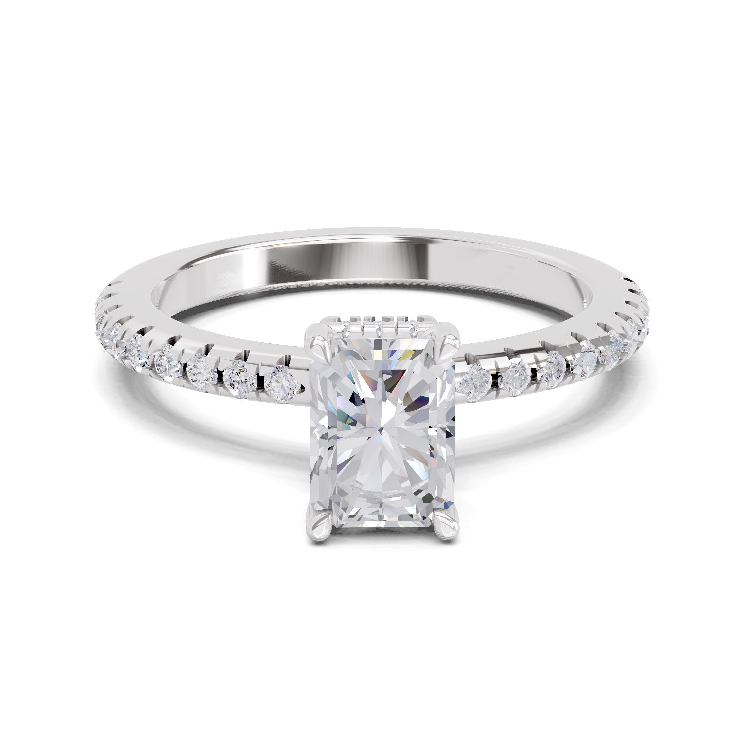 1.02 Ct Emerald Shape Solitaire Diamond Ring| 14K White Gold