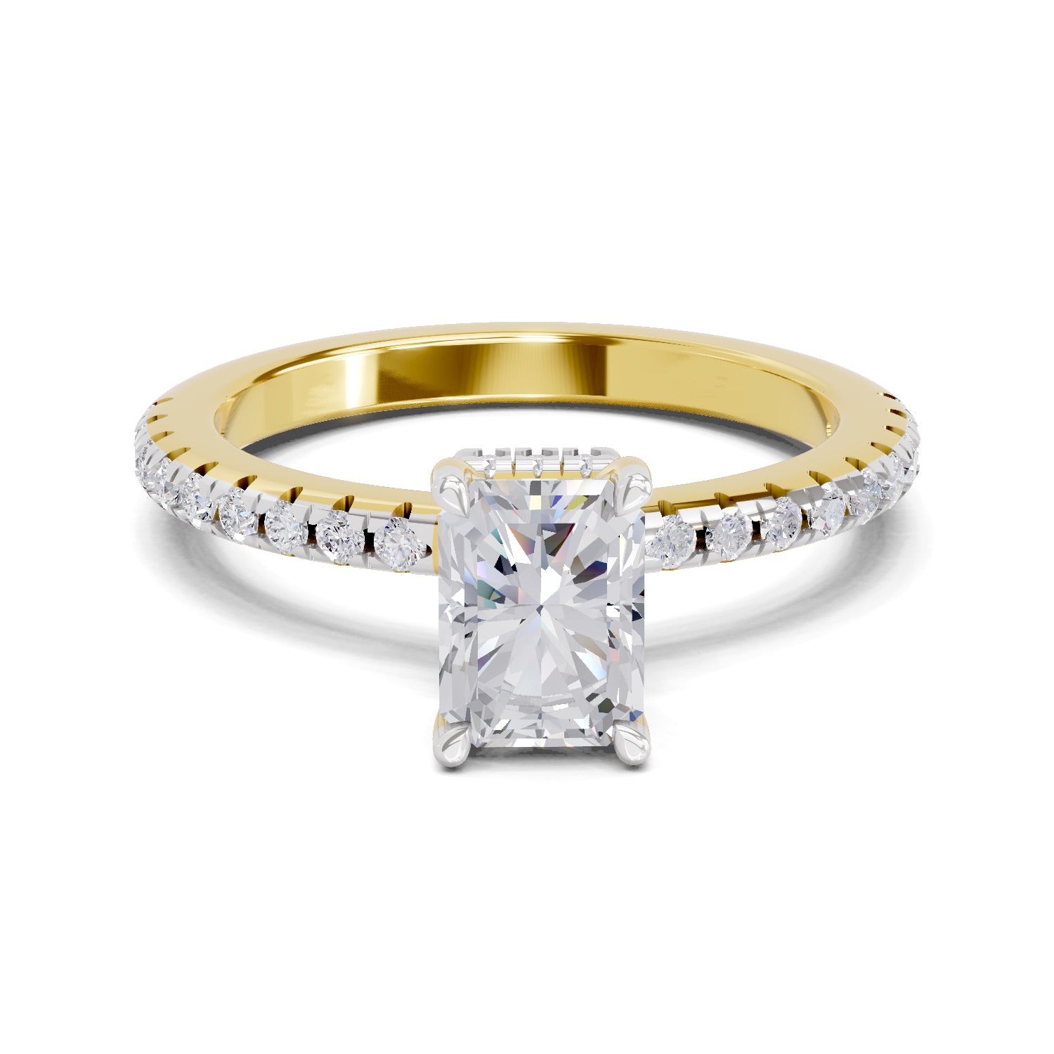 1.02 Ct Emerald Shape Solitaire Diamond Ring| 14K Yellow Gold