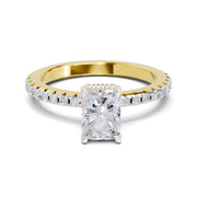 1.02 Ct Emerald Shape Solitaire Diamond Ring| 14K Yellow Gold