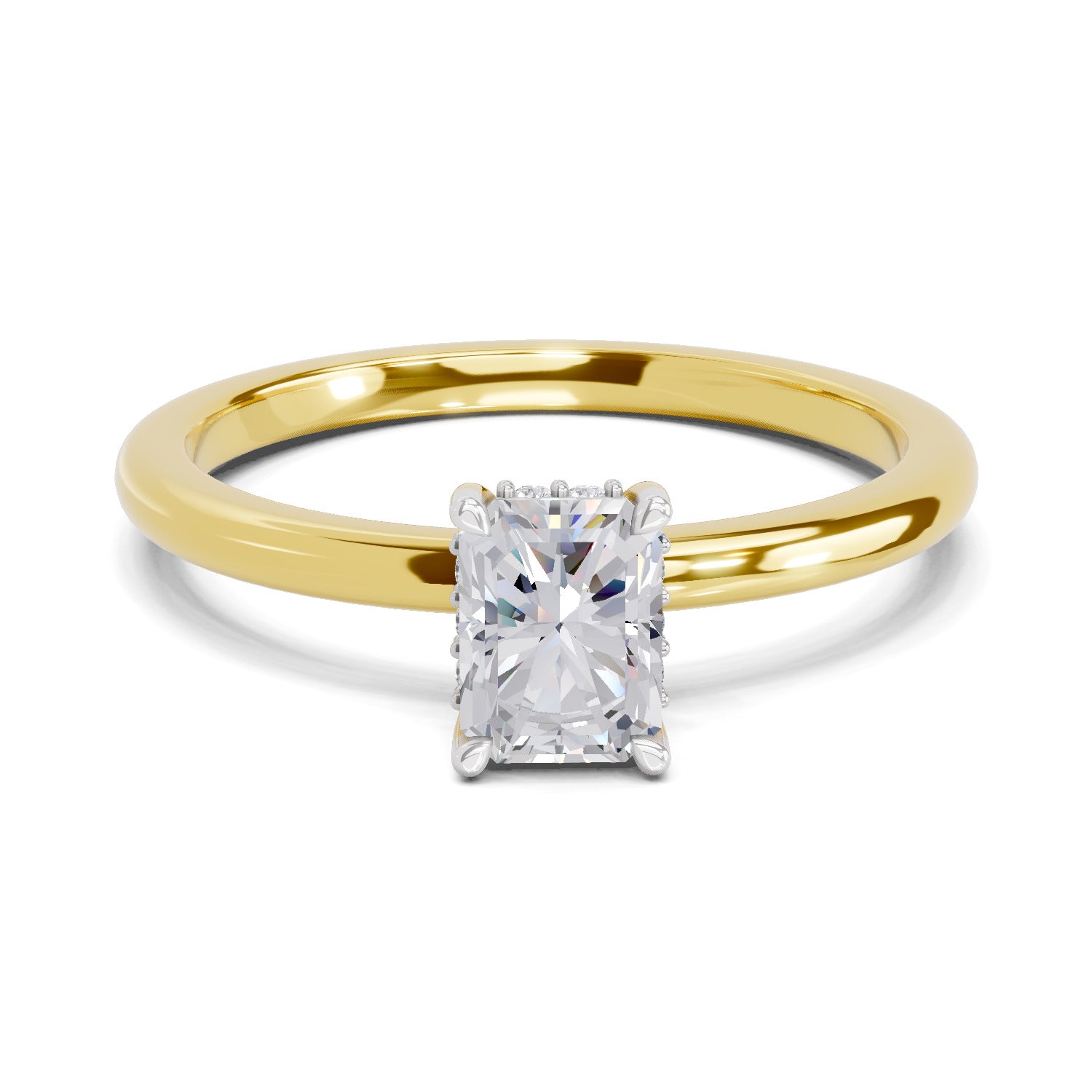 0.8 Ct Emerald Shape Solitaire Diamond Ring| 14K Yellow Gold