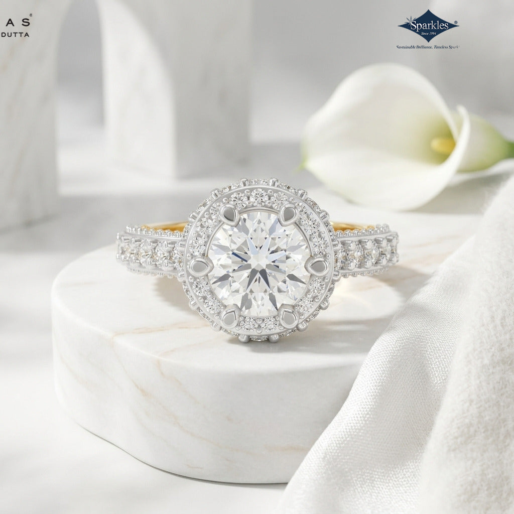 Arias by Lara Dutta Ornate Crown Diamond Ring