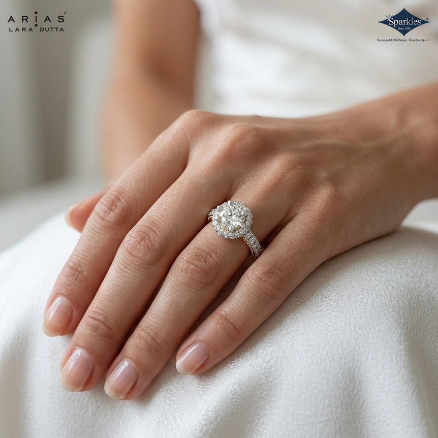 Arias by Lara Dutta Ornate Crown Diamond Ring