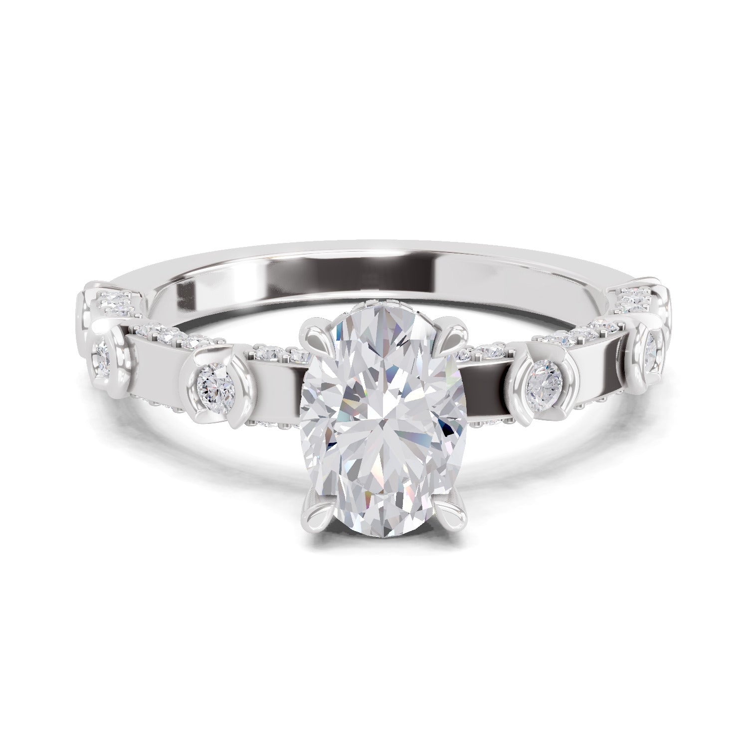 1.39 Ct Oval Shape Solitaire Diamond Ring| 14K White Gold