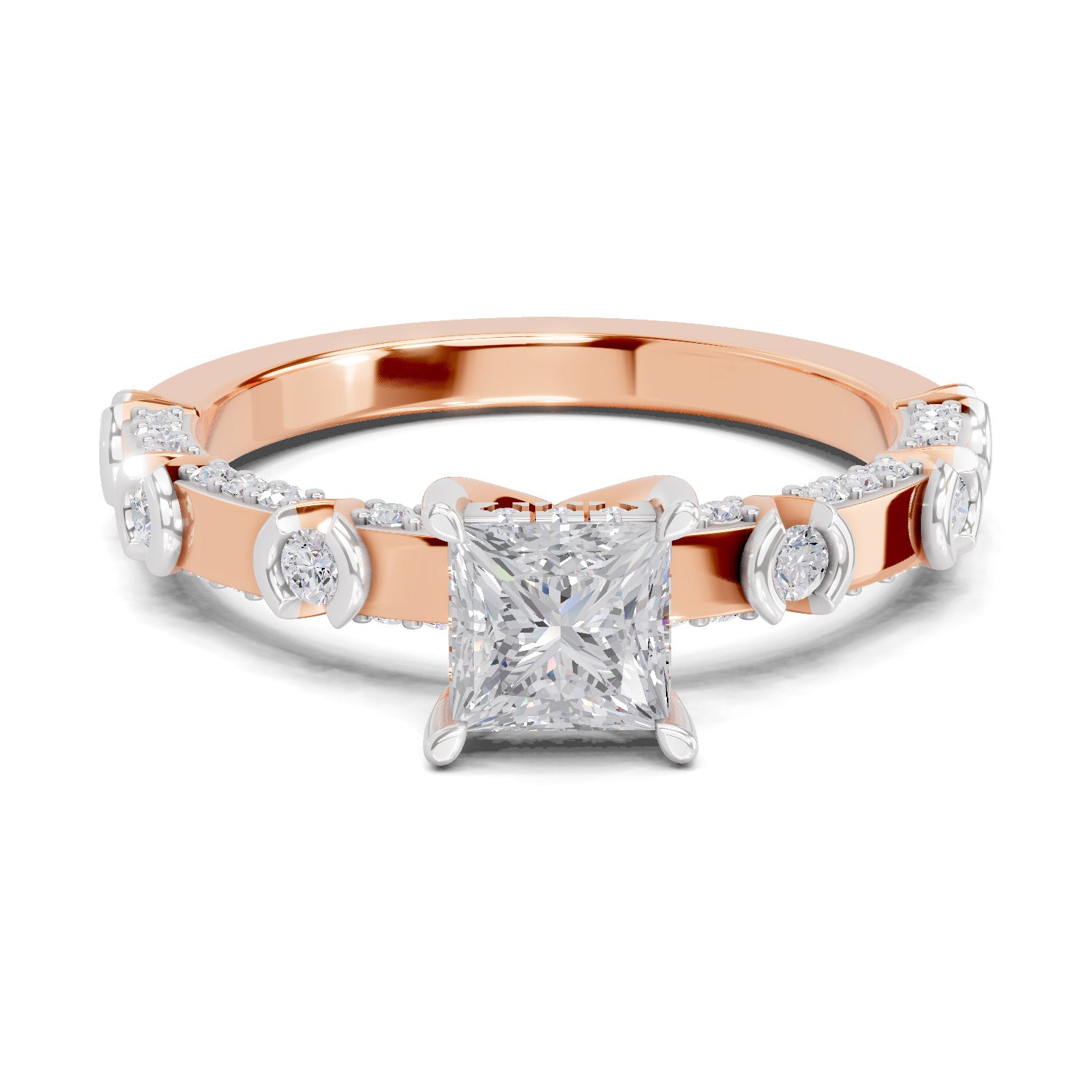 0.89 Ct Princess Shape Solitaire Diamond Ring| 14K Rose Gold