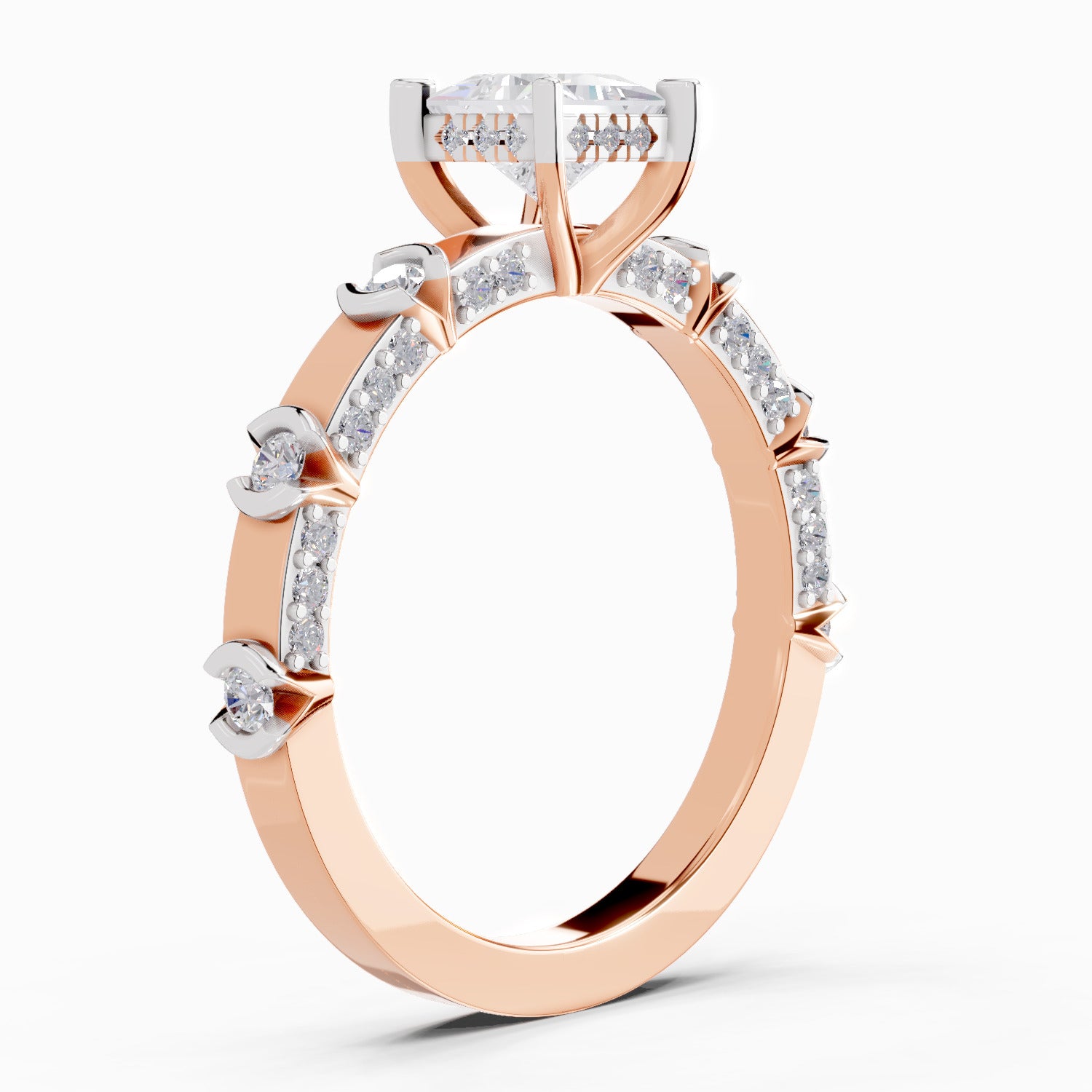 0.89 Ct Princess Shape Solitaire Diamond Ring| 14K Rose Gold