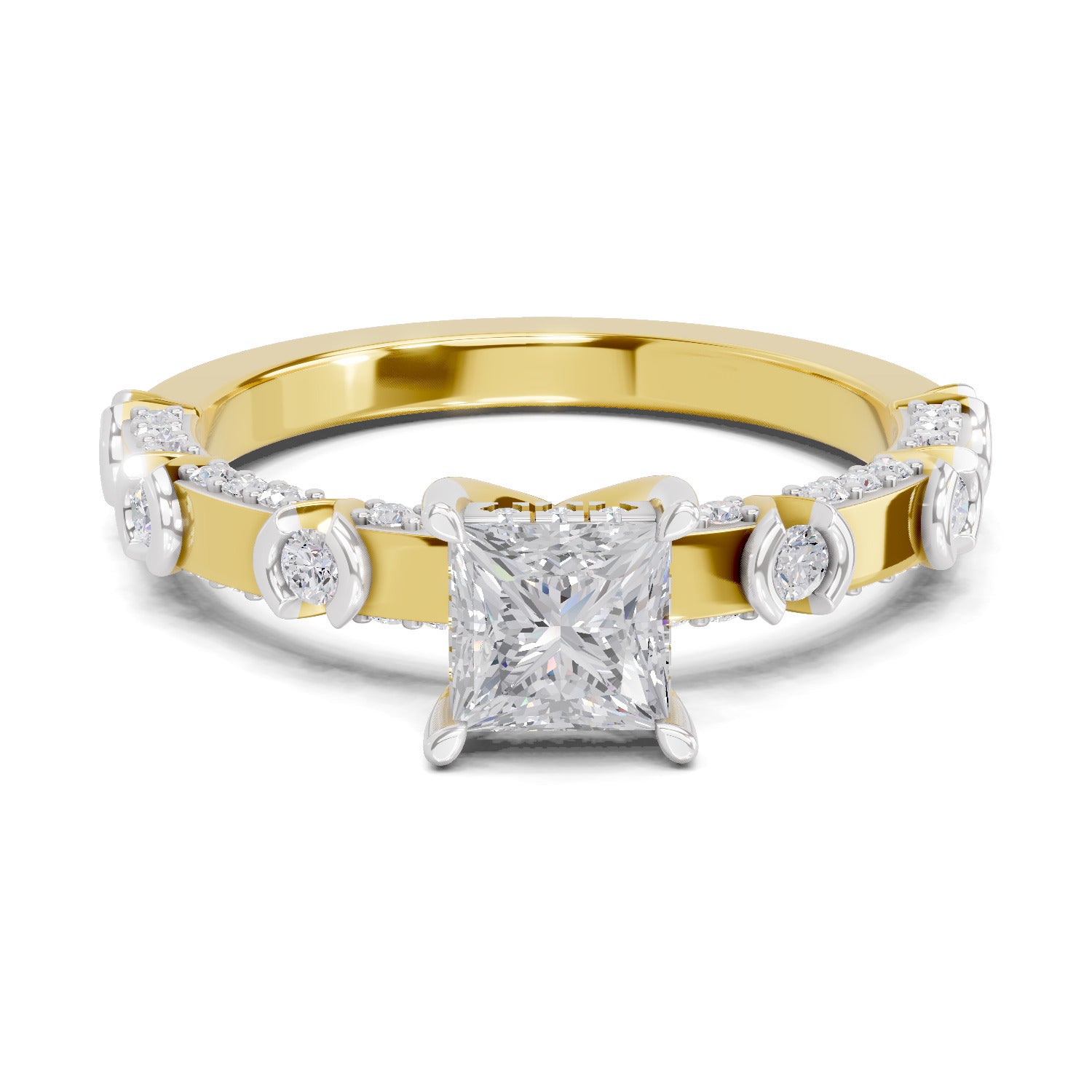 0.89 Ct Princess Shape Solitaire Diamond Ring| 14K Yellow Gold
