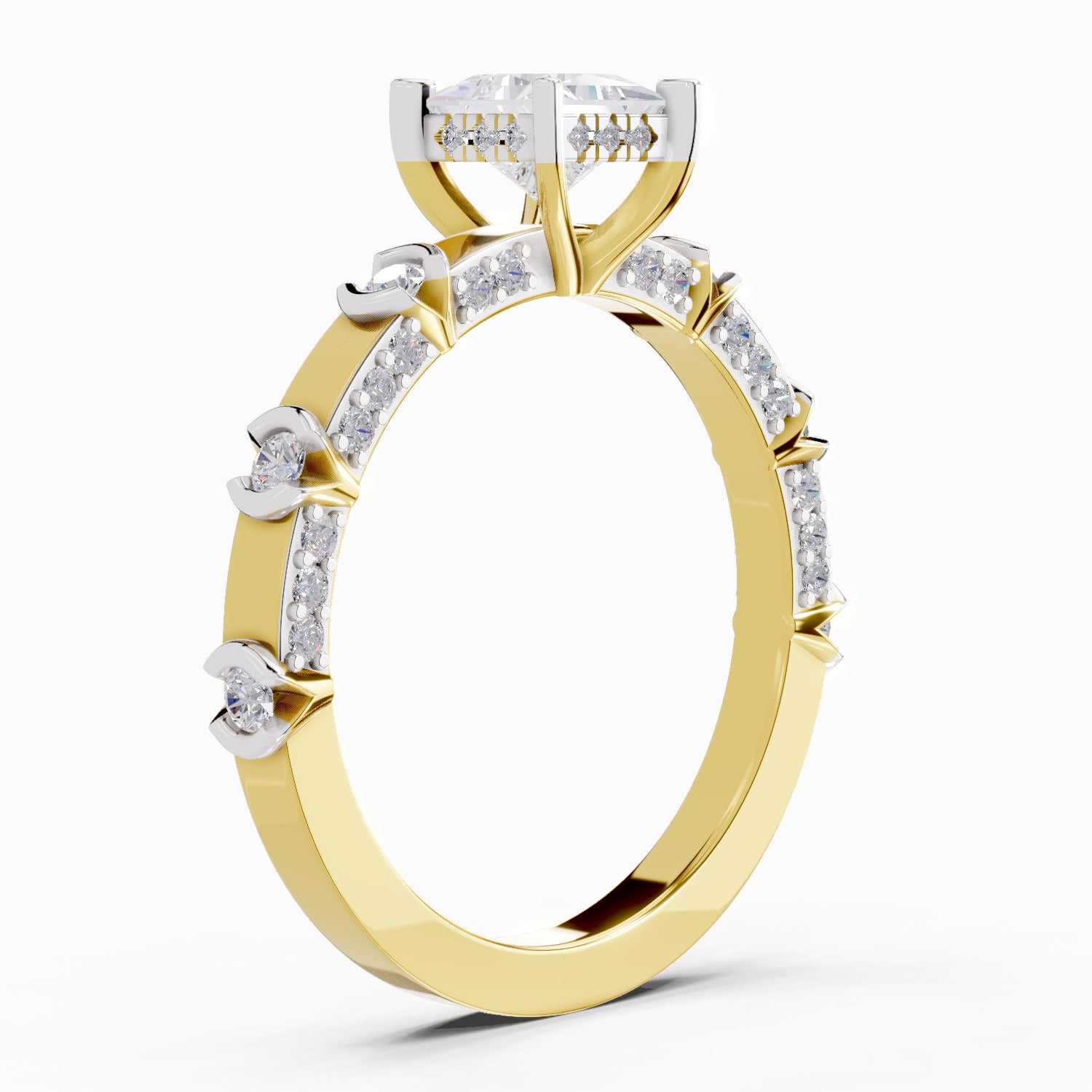 0.89 Ct Princess Shape Solitaire Diamond Ring| 14K Yellow Gold