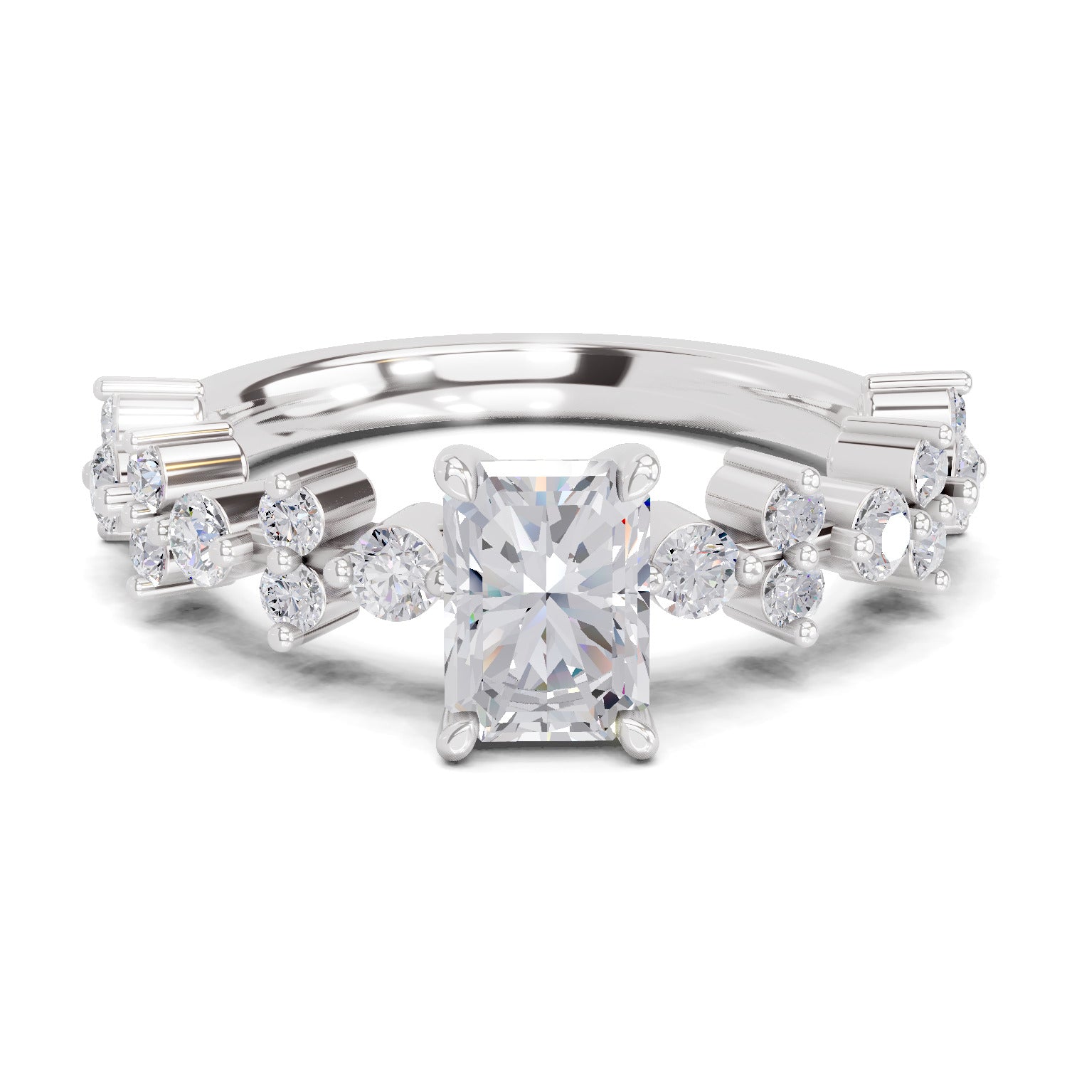 1.49 Ct Emerald Shape Solitaire Diamond Ring| 14K White Gold