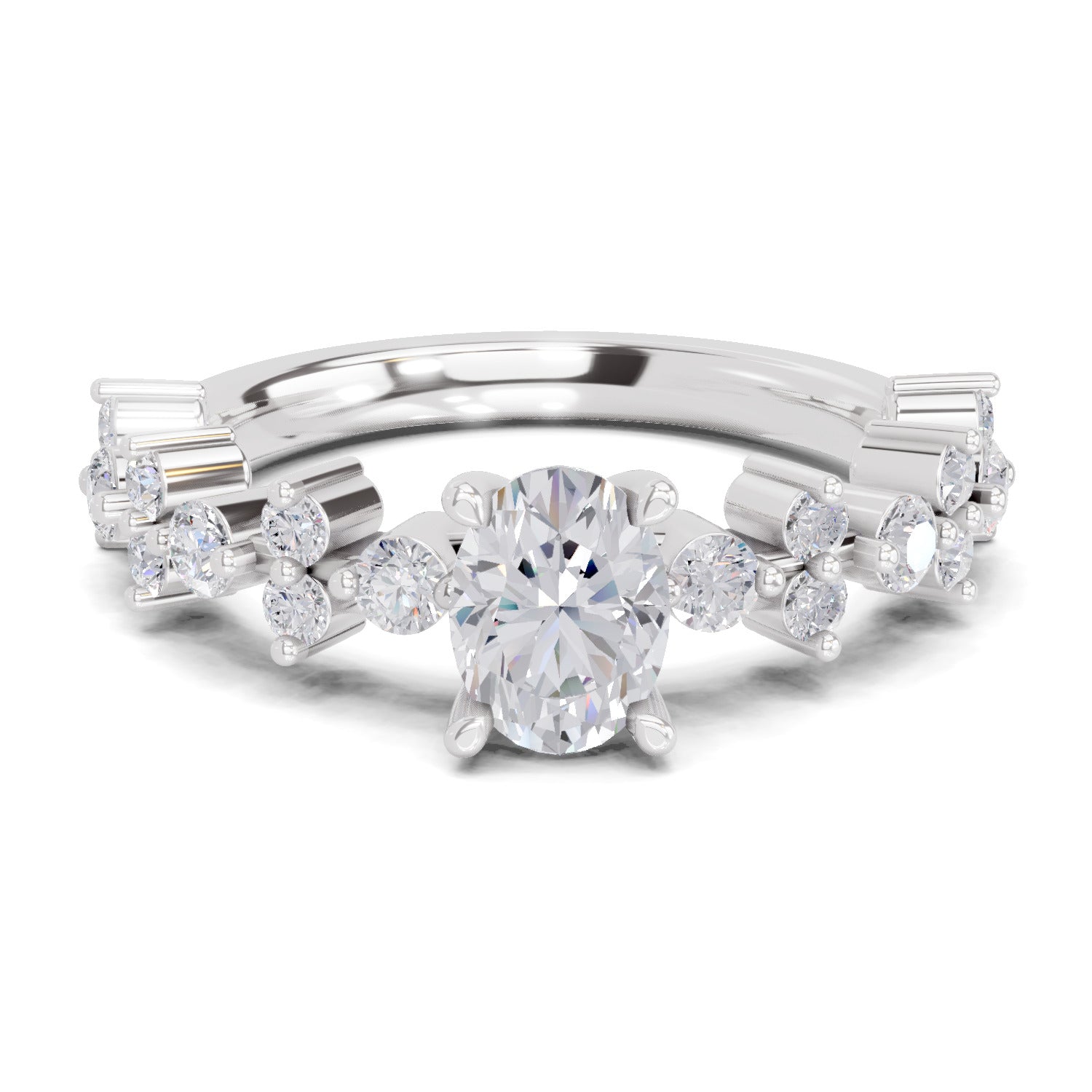 1.24 Ct Oval Shape Solitaire Diamond Ring| 14K White Gold