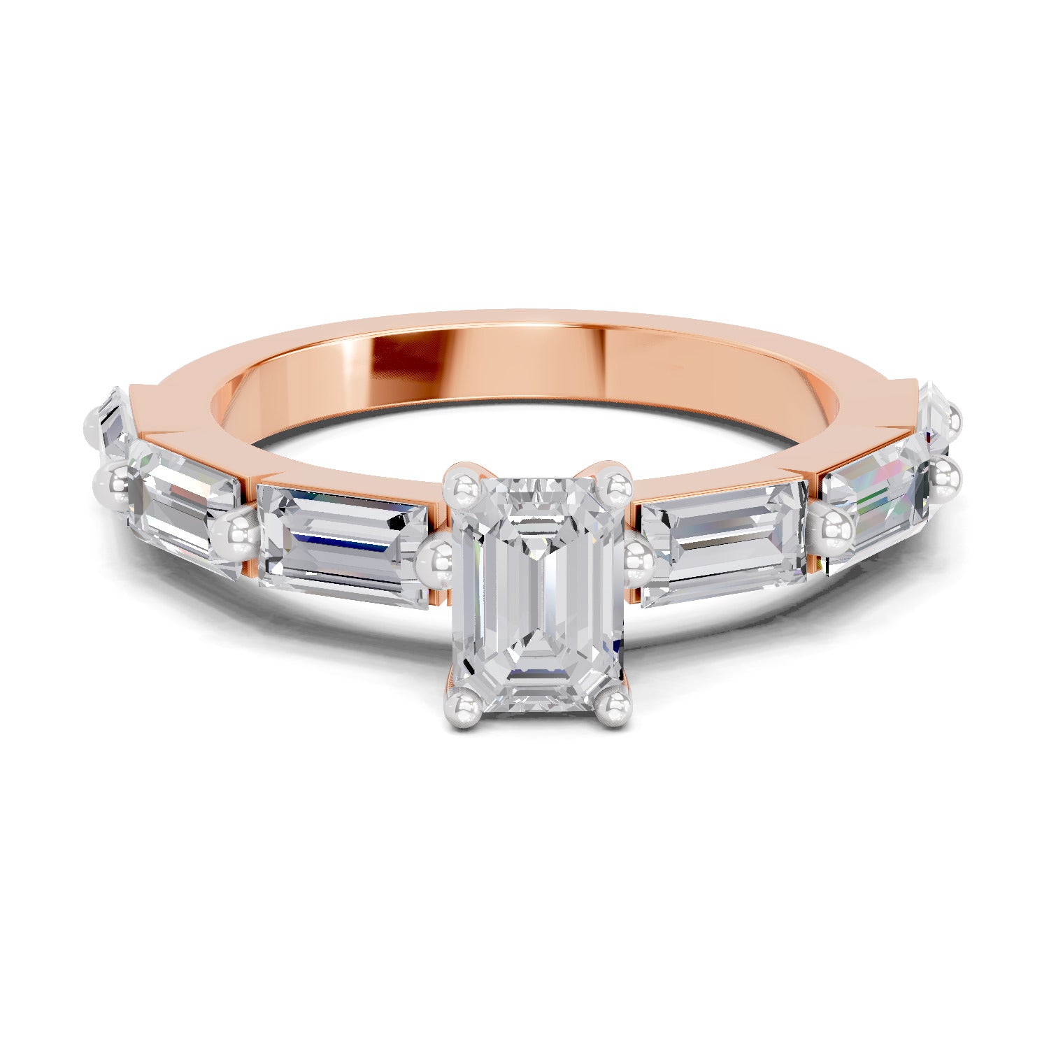1.4 Ct Emerald Shape Solitaire Diamond Ring| 14K Rose Gold