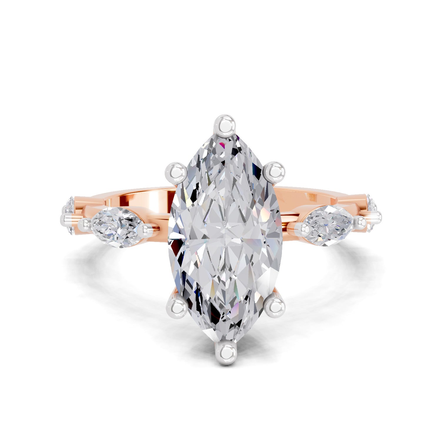 3.6 Ct Marquise Shape Solitaire Diamond Ring| 14K Rose Gold