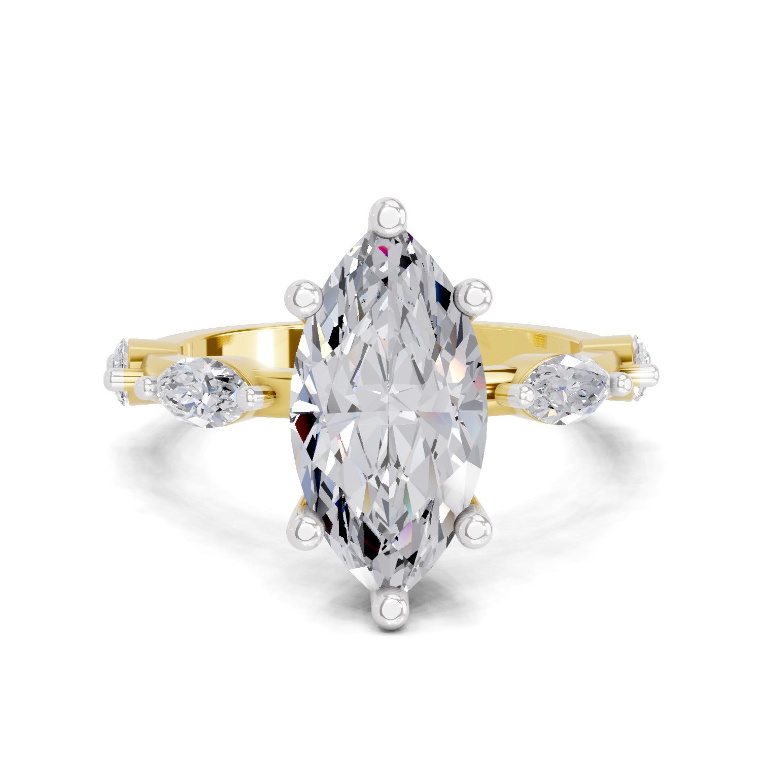 3.6 Ct Marquise Shape Solitaire Diamond Ring| 14K Yellow Gold