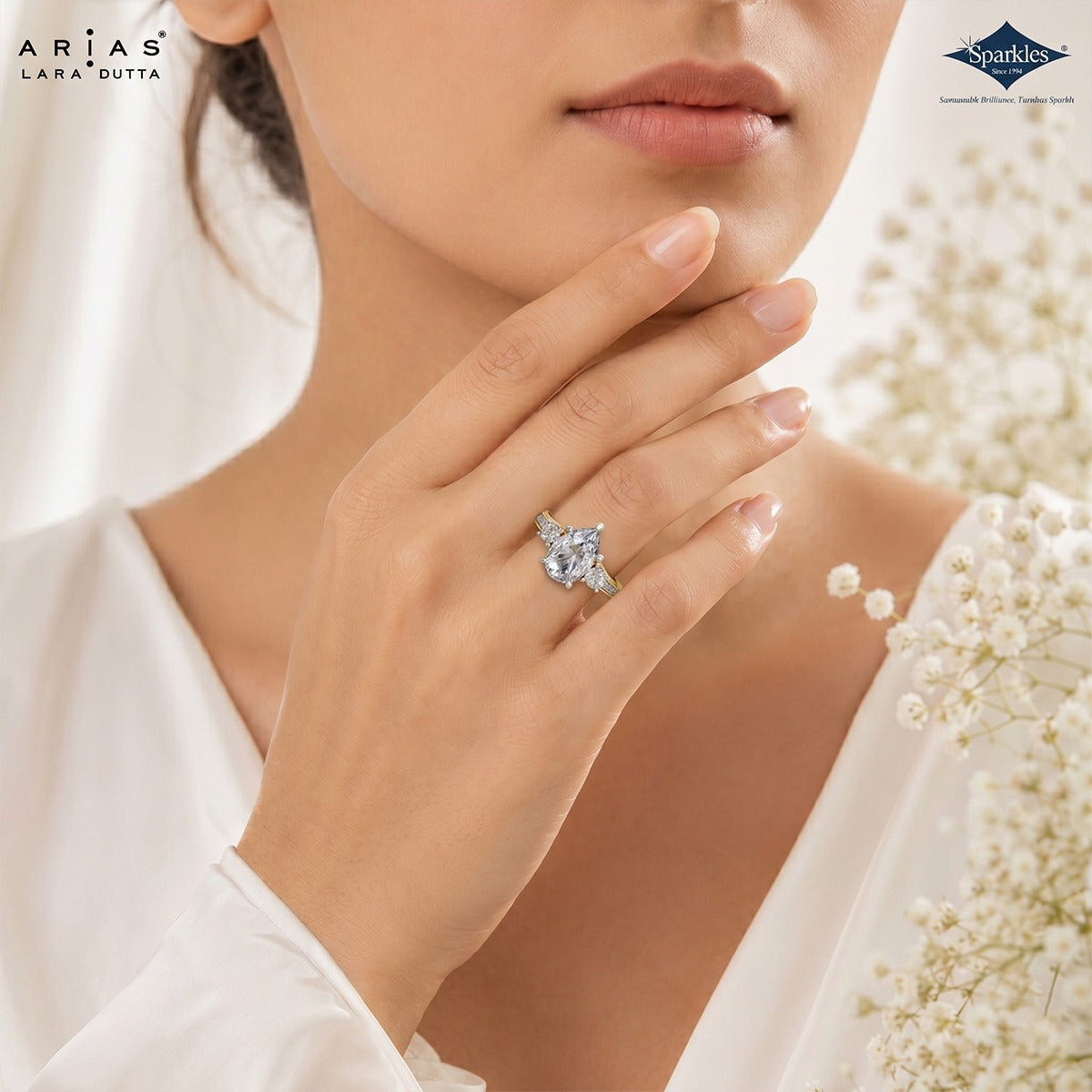Arias by Lara Dutta Pear Shape Stone Ring