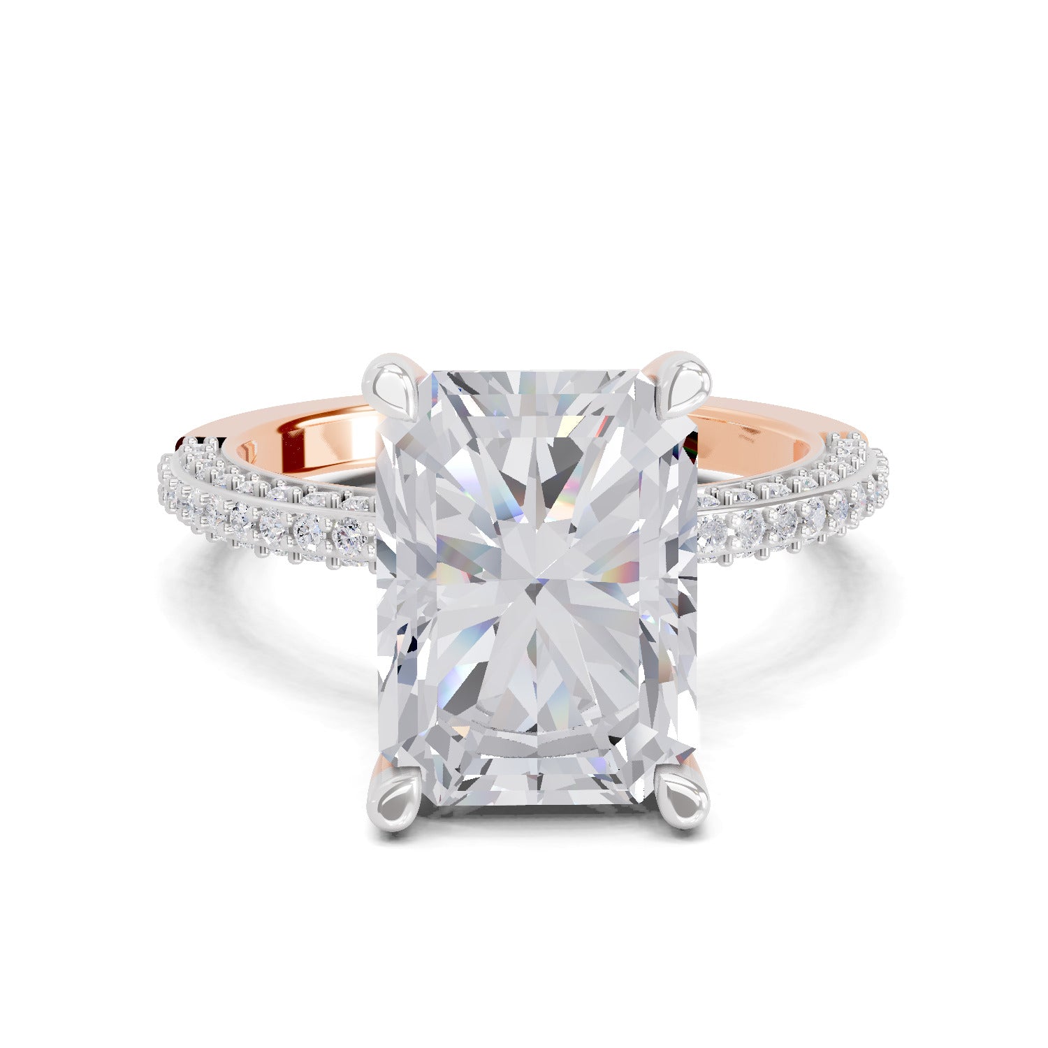 5.37 Ct Emerald Shape Solitaire Diamond Ring| 14K Rose Gold