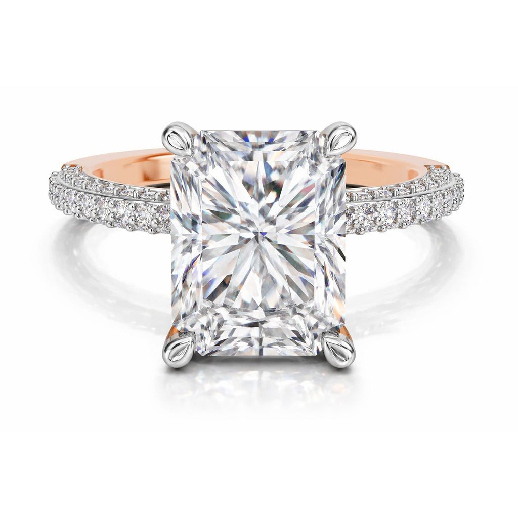 Sparkles 5.37 Ct Emerald Shape Solitaire Diamond Ring 14K Yellow Gold