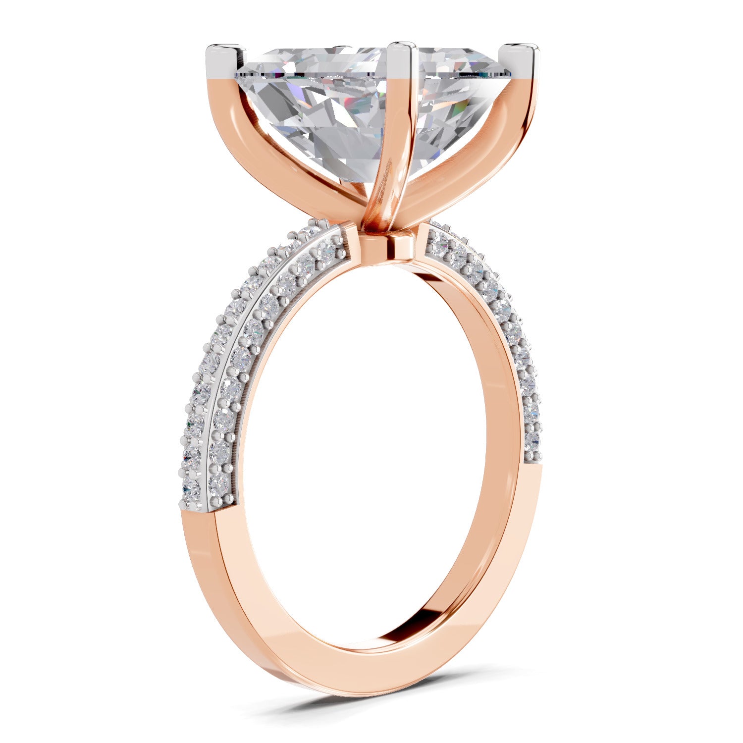 5.37 Ct Emerald Shape Solitaire Diamond Ring| 14K Rose Gold
