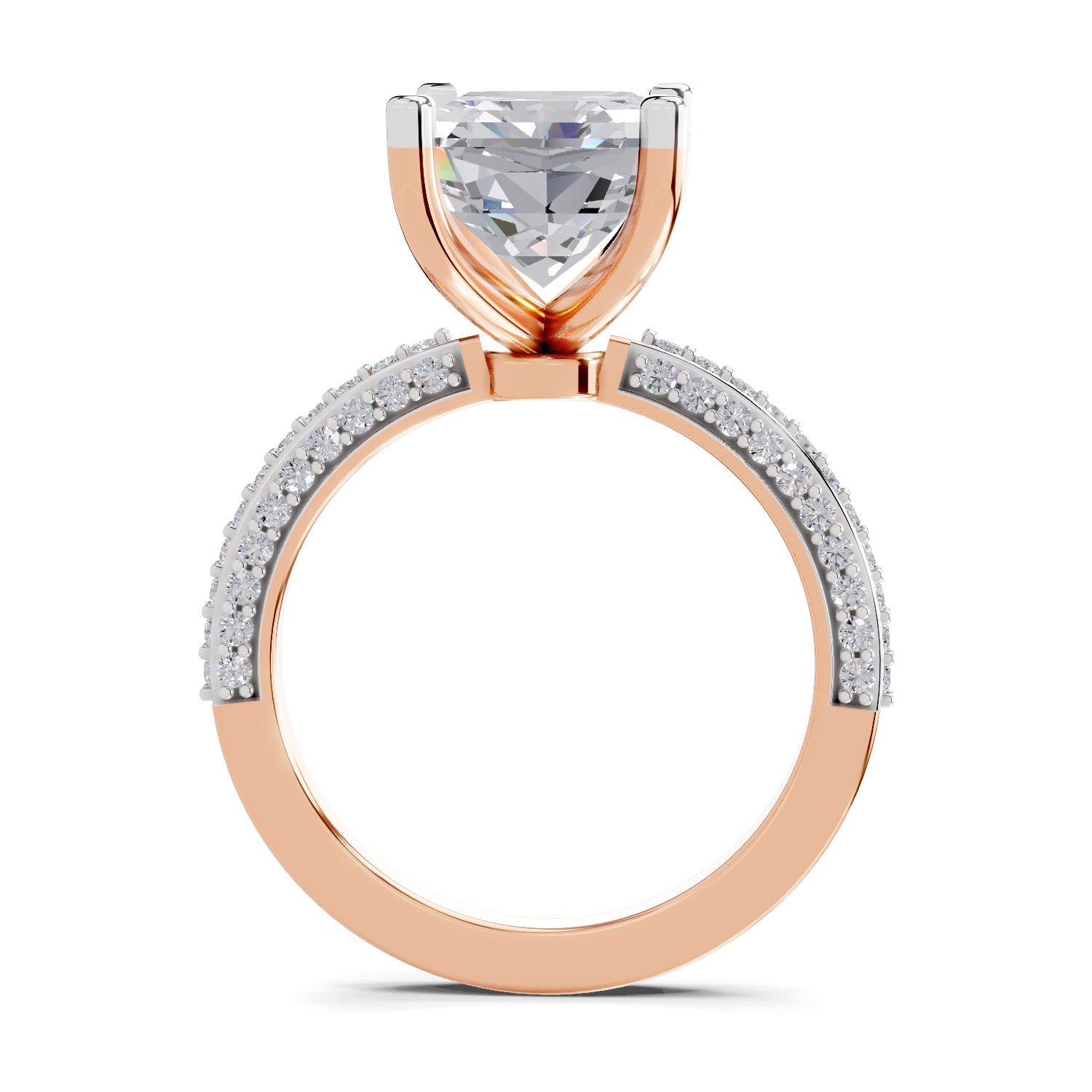 5.37 Ct Emerald Shape Solitaire Diamond Ring| 14K Rose Gold
