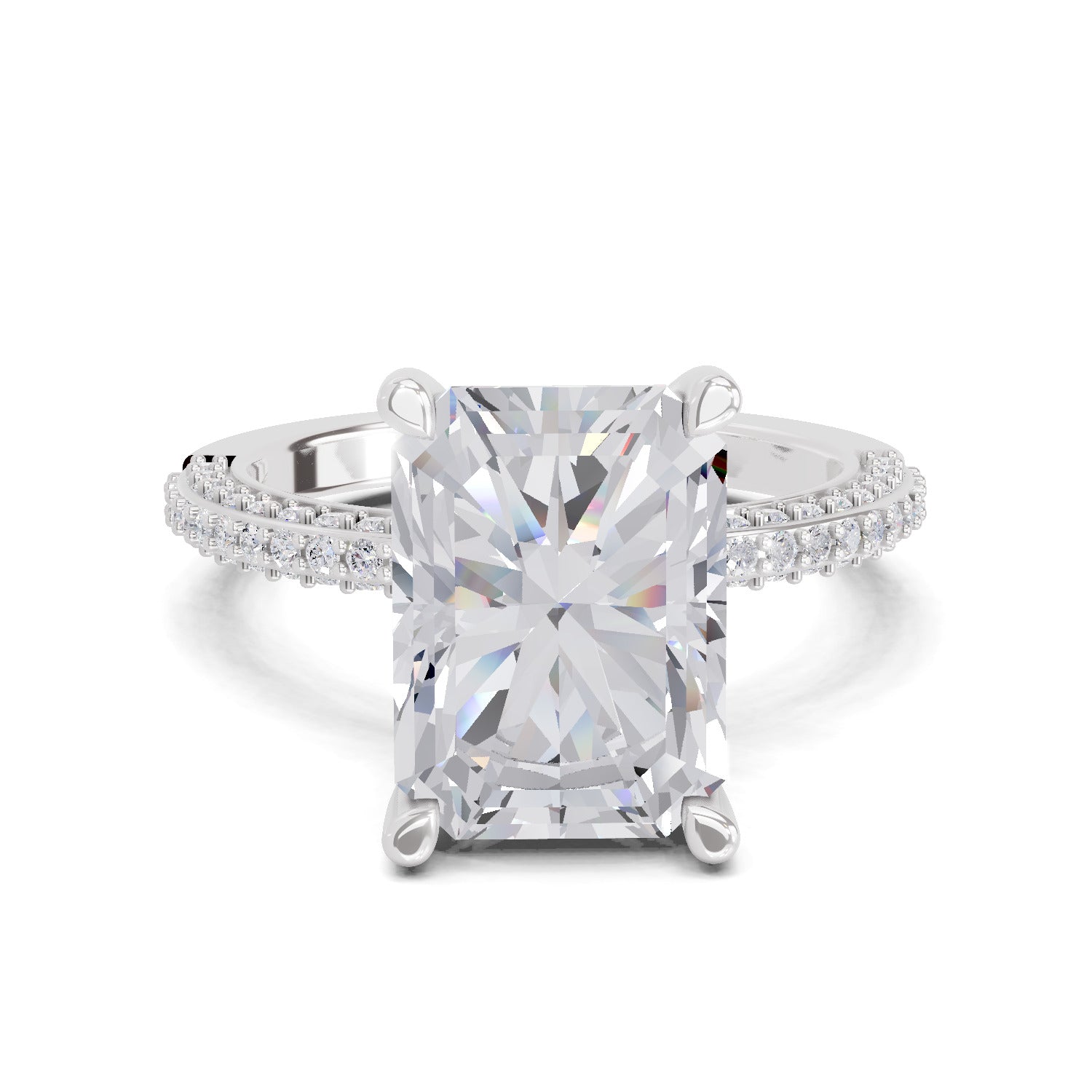 5.37 Ct Emerald Shape Solitaire Diamond Ring| 14K White Gold