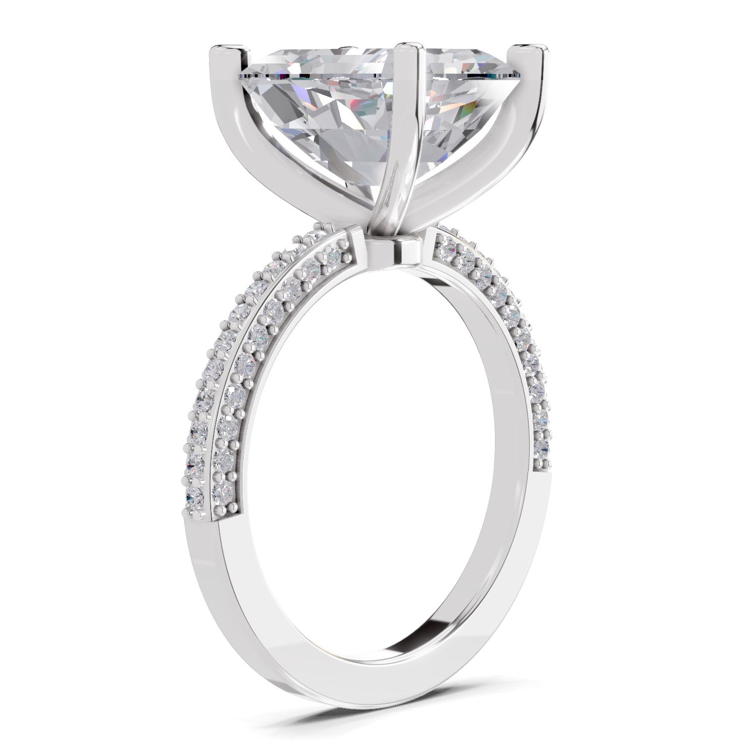 5.37 Ct Emerald Shape Solitaire Diamond Ring| 14K White Gold