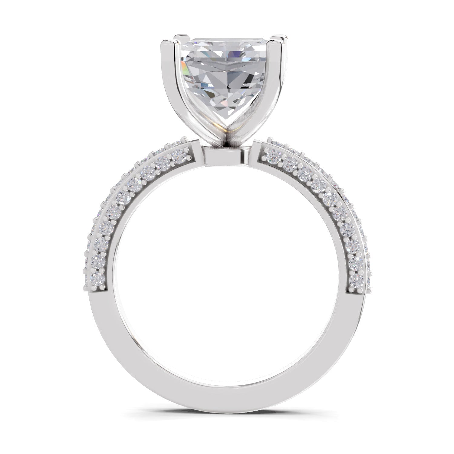 5.37 Ct Emerald Shape Solitaire Diamond Ring| 14K White Gold