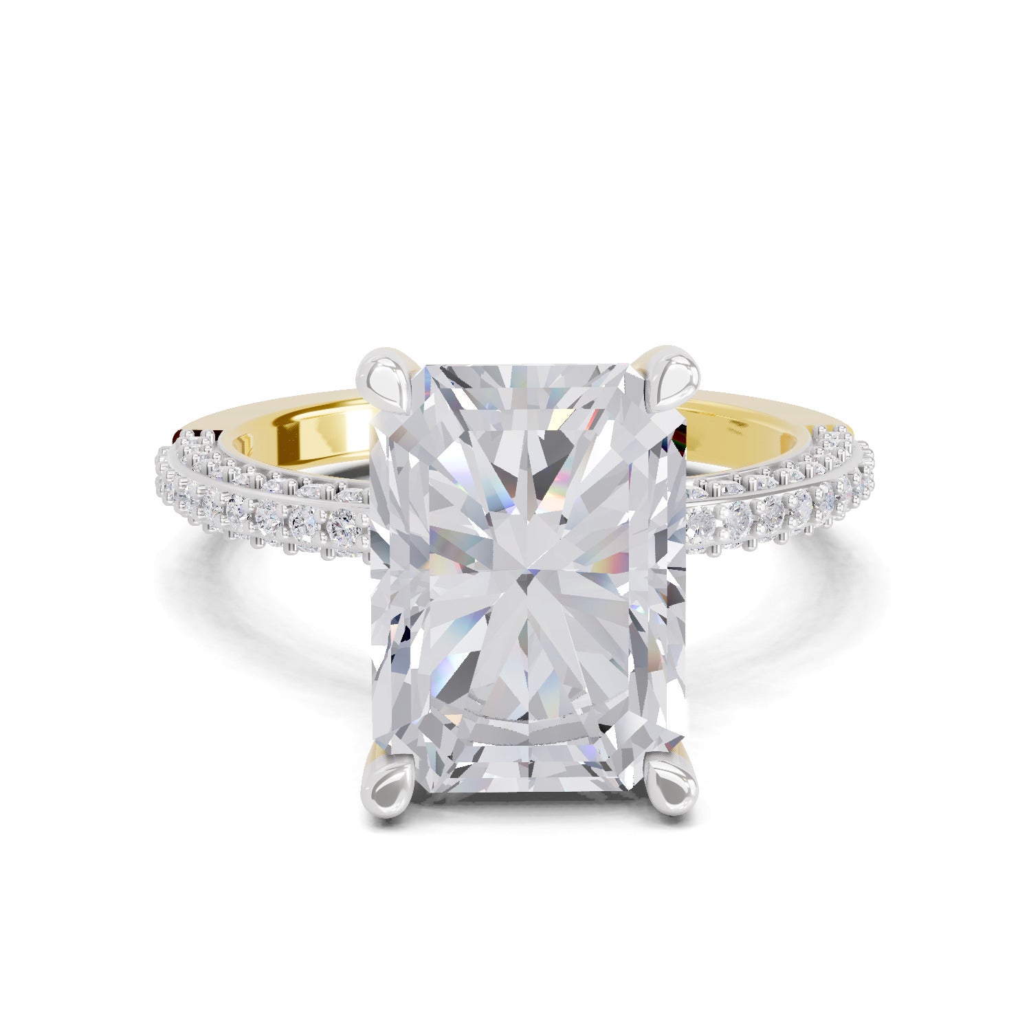 5.37 Ct Emerald Shape Solitaire Diamond Ring| 14K Yellow Gold