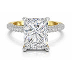 Sparkles 5.37 Ct Emerald Shape Solitaire Diamond Ring 14K Yellow Gold