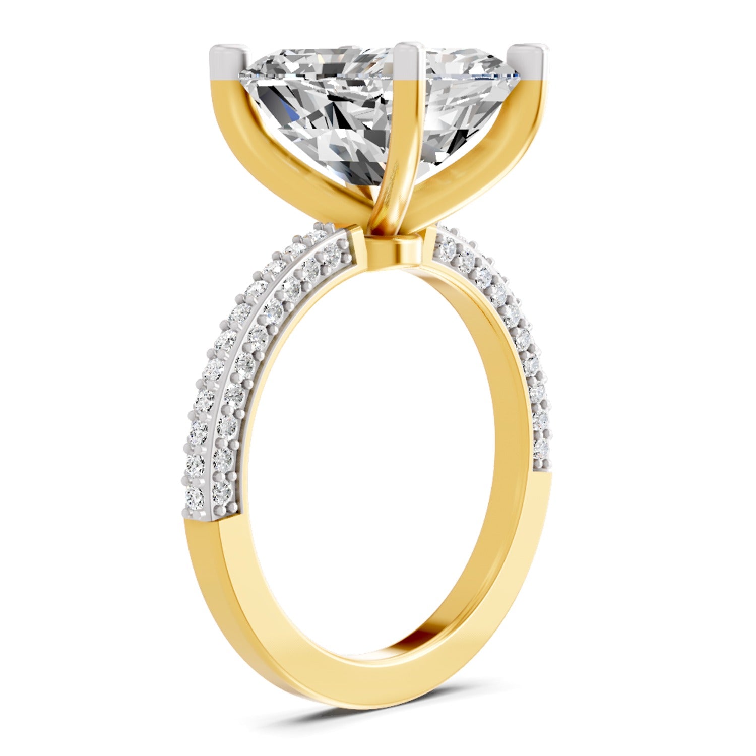 Sparkles 5.37 Ct Emerald Shape Solitaire Diamond Ring 14K Yellow Gold