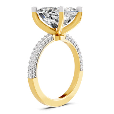 Sparkles 5.37 Ct Emerald Shape Solitaire Diamond Ring 14K Yellow Gold