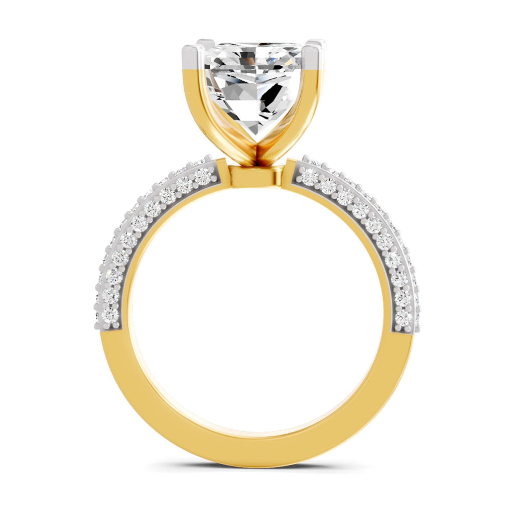 Sparkles 5.37 Ct Emerald Shape Solitaire Diamond Ring 14K Yellow Gold