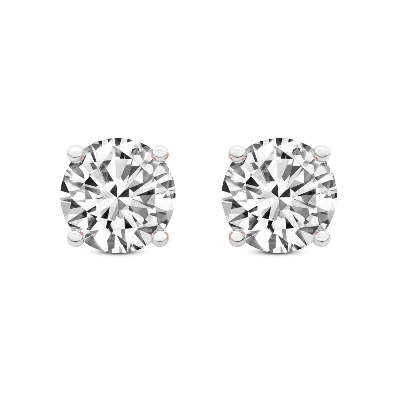 1 Ct 4 Prong Round Shape Diamond Earrings 14K