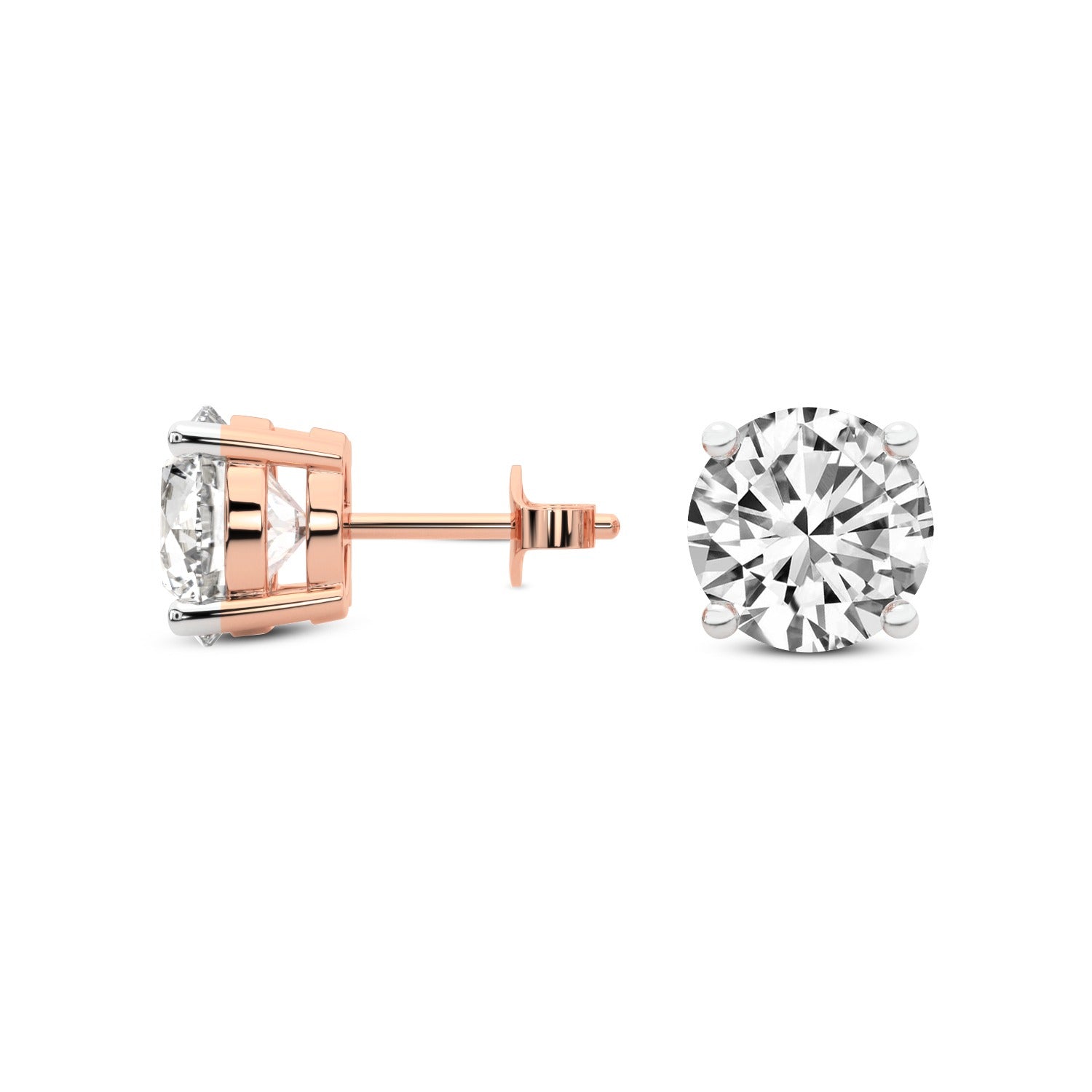 2 Ct 4 Prong Round Shape Diamond Earrings 14K