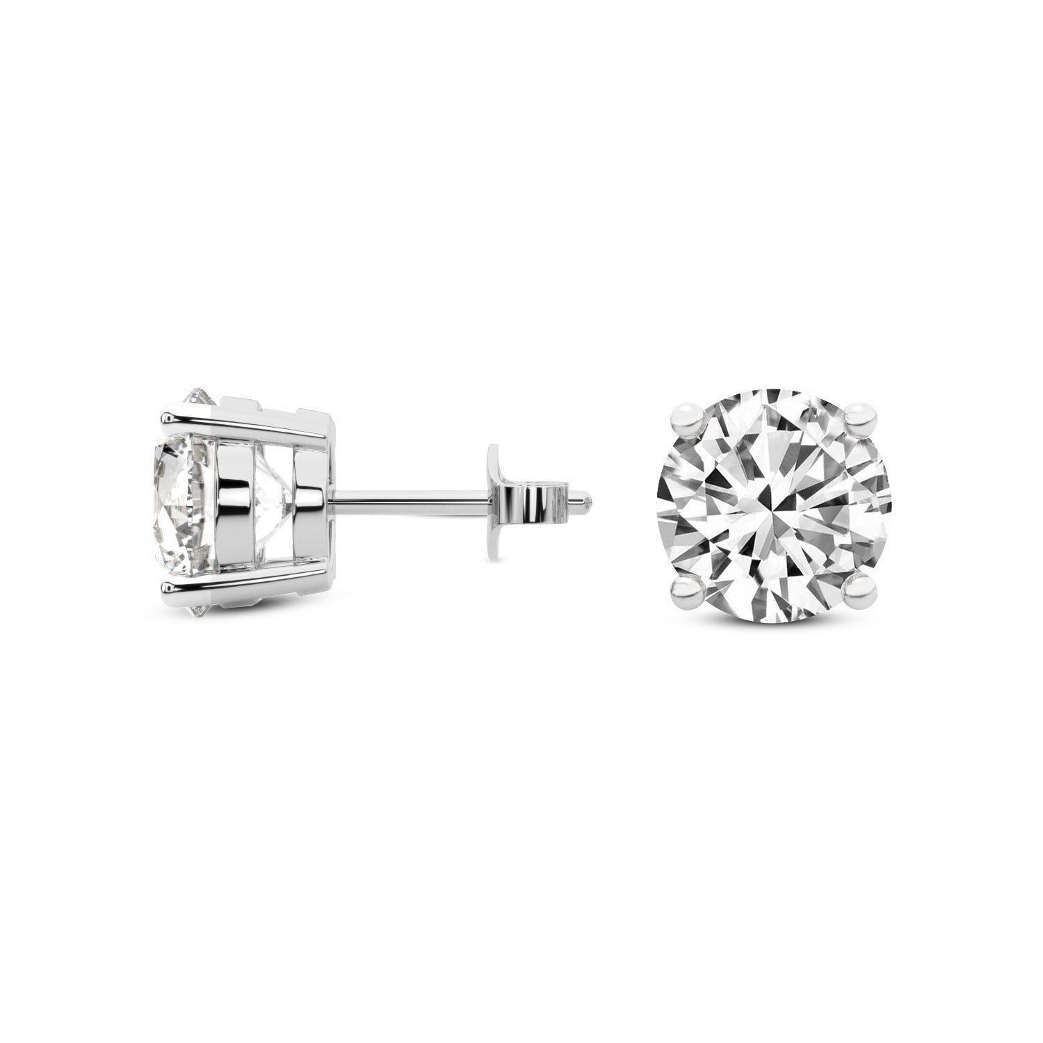 2 Ct 4 Prong Round Shape Diamond Earrings 14K
