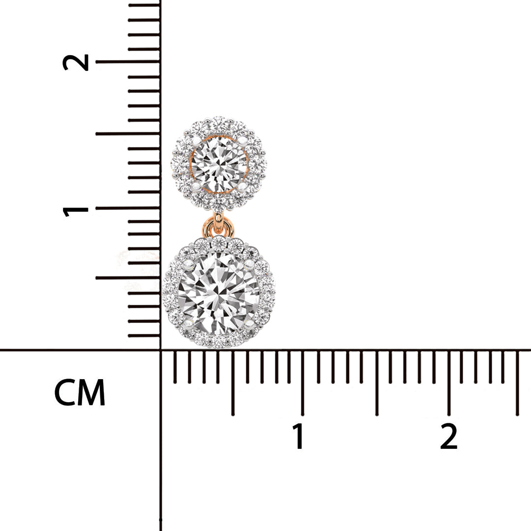 2.07 Ct  Round Shape Diamond Sasha Double Halo Earrings | 14K Rose Gold