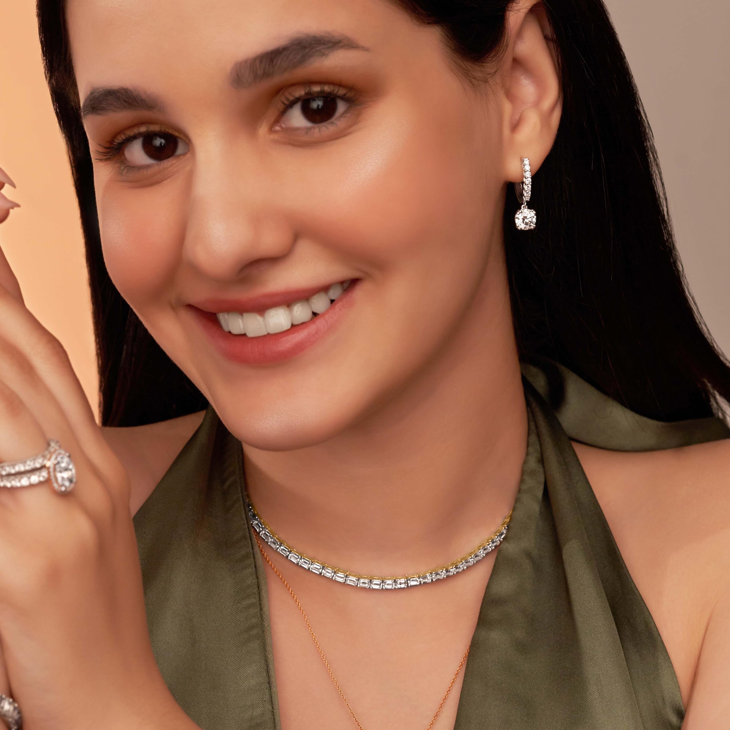 Sparkles Emerald-Cut Tennis Necklace