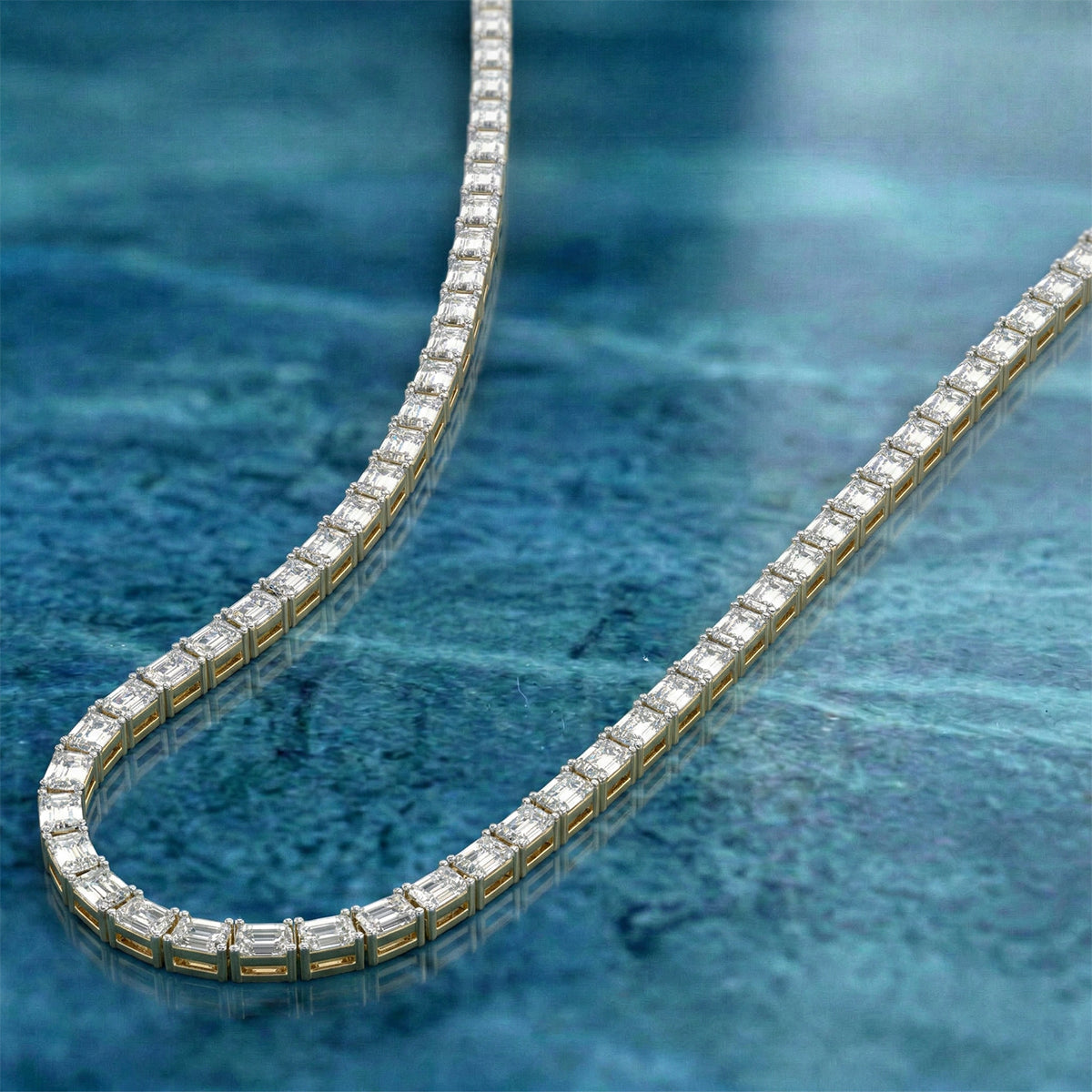 Sparkles Emerald-Cut Tennis Necklace