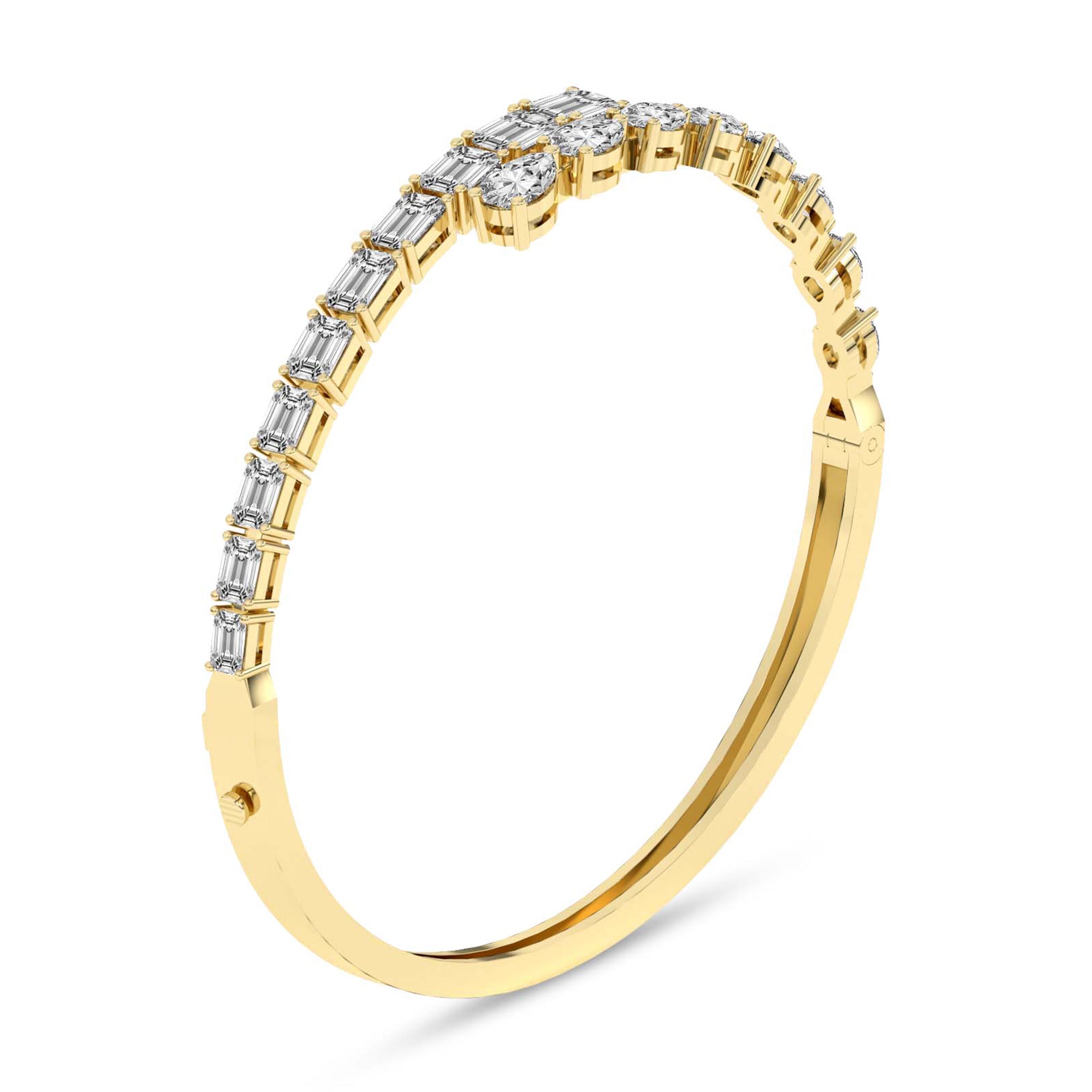 Sparkles 14K Gold Baguette & Pear-Shaped 4.92 Carat Bangle Bracelet