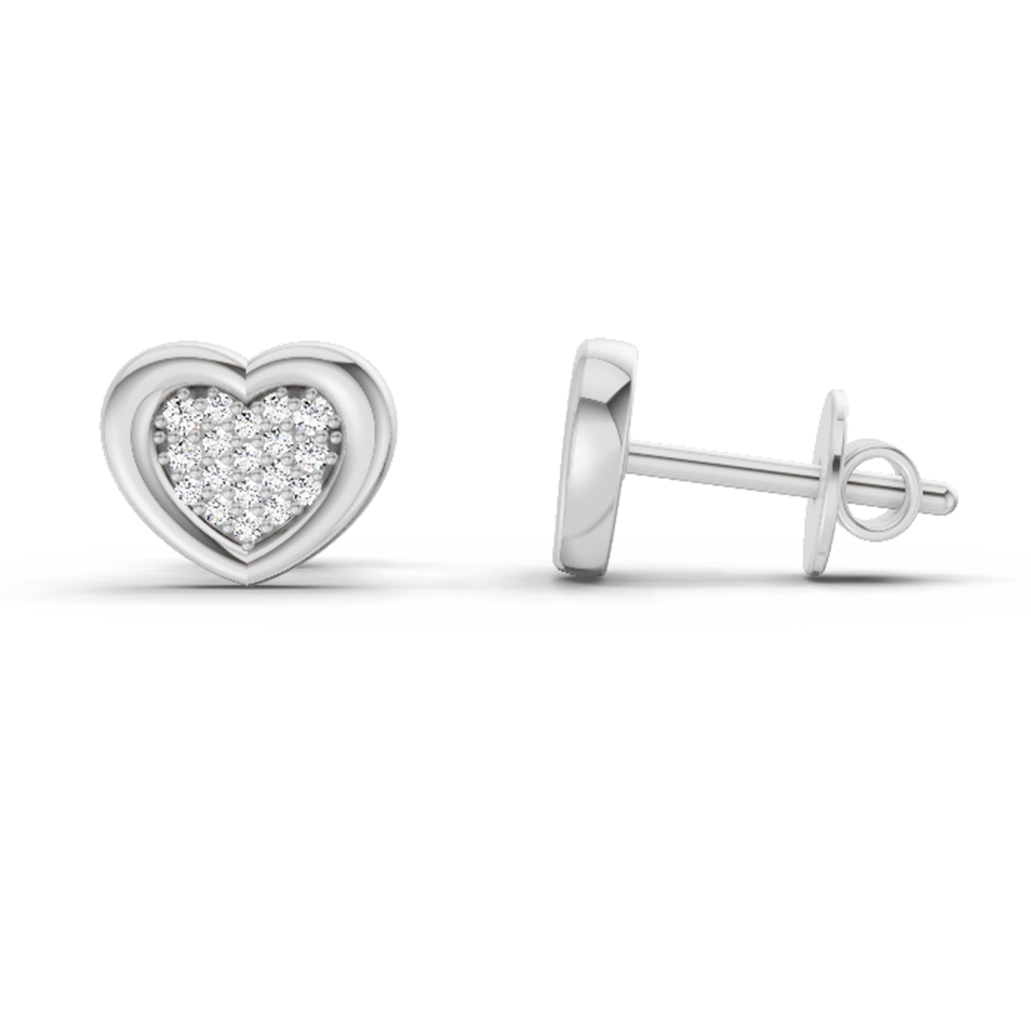 0.08 Ct Heart Shape Earrings | 14Kt White Gold  Diamonds| FG VS Quality