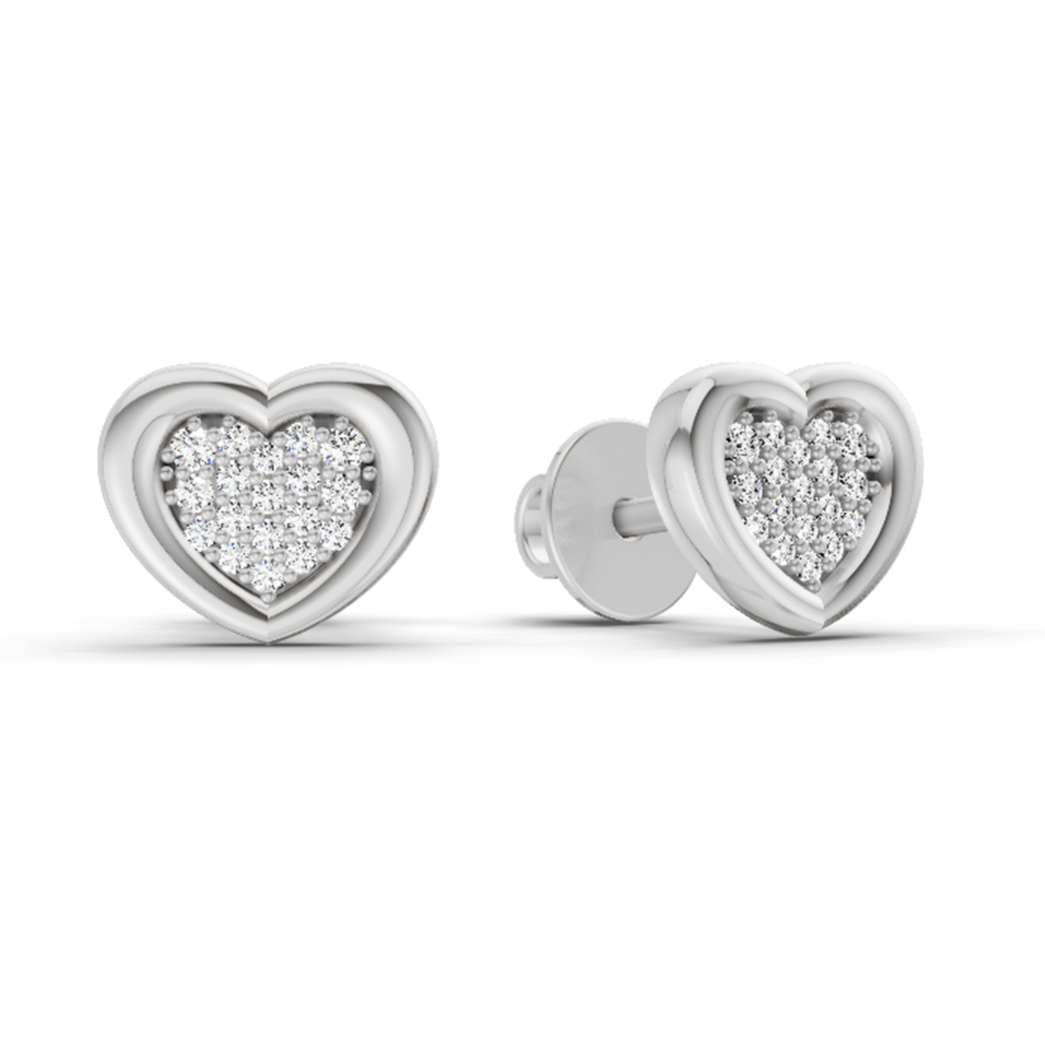 0.08 Ct Heart Shape Earrings | 14Kt White Gold  Diamonds| FG VS Quality