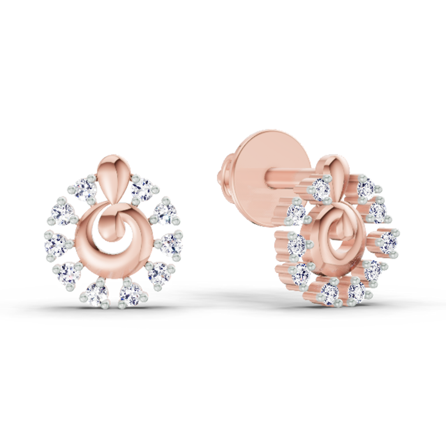 0.1 Carat Grace Circle Studs Earrings | 14K Rose Gold