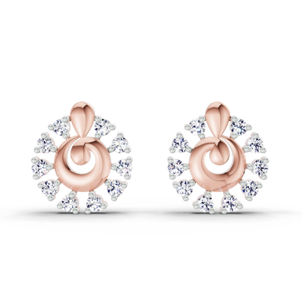 0.1 Carat Grace Circle Studs Earrings | 14K Rose Gold