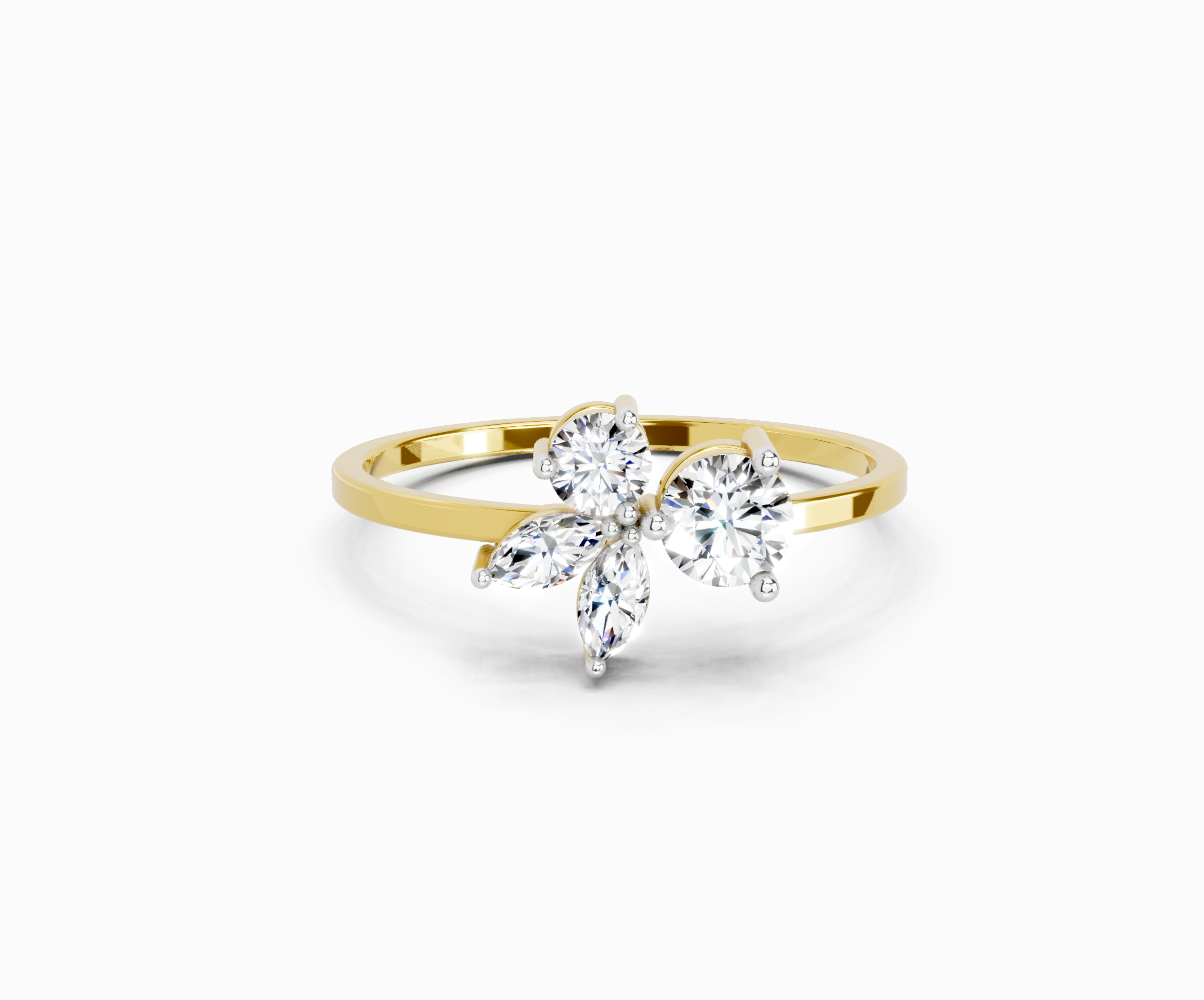 0.46 CTW Round & Marquise Diamond Cluster Ring in 14K Yellow Gold