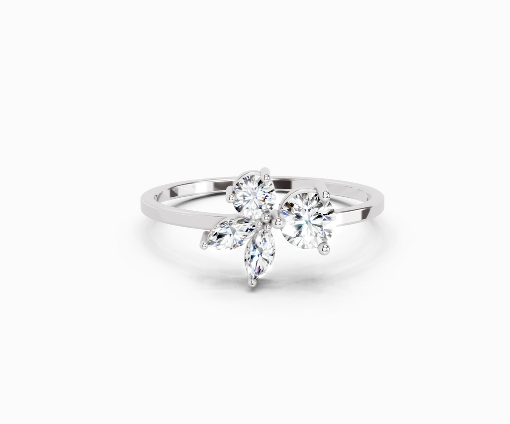 0.46 CTW Round & Marquise Diamond Cluster Ring in 14K White Gold