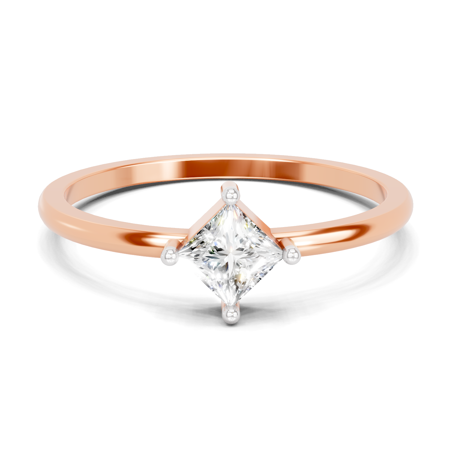 Sparkles Lab Grown Diamond 0.04 Kite-Set Princess Cut Solitaire Ring| 14K Rose Gold