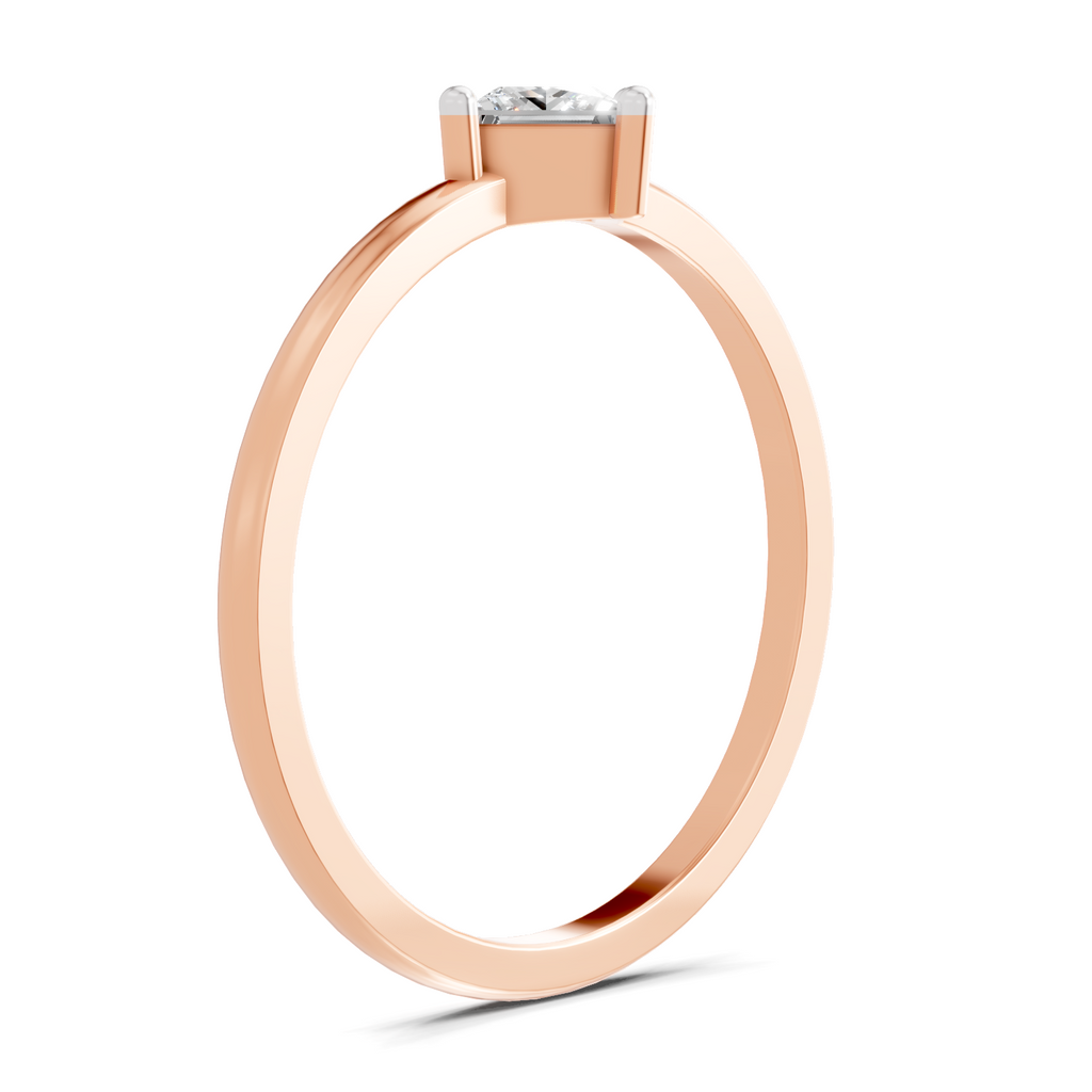 Sparkles Lab Grown Diamond 0.04 Kite-Set Princess Cut Solitaire Ring| 14K Rose Gold