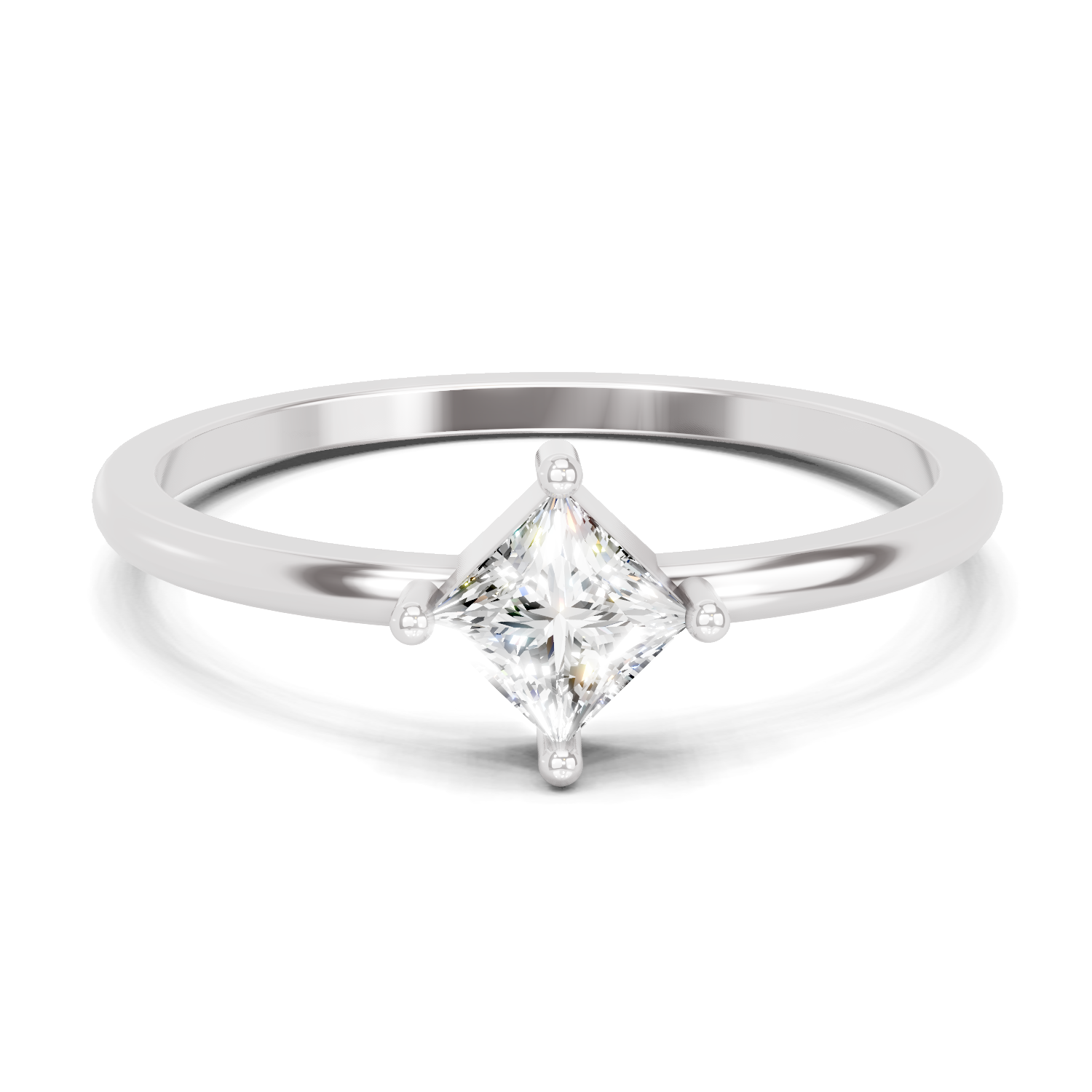 Sparkles Lab Grown Diamond 0.04 Kite-Set Princess Cut Solitaire Ring| 14K White Gold