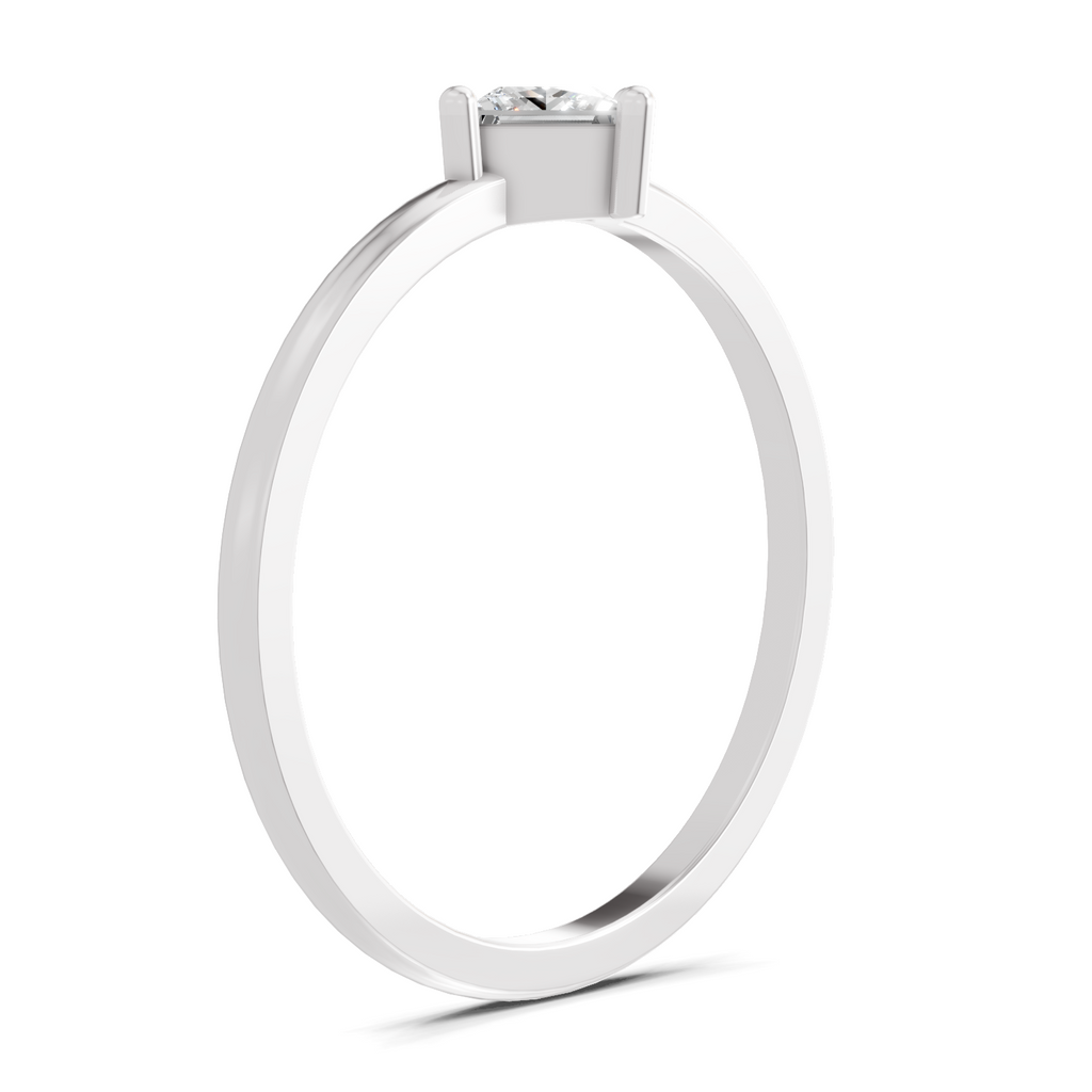 Sparkles Lab Grown Diamond 0.04 Kite-Set Princess Cut Solitaire Ring| 14K White Gold