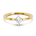 Sparkles Lab Grown Diamond 0.04 Kite-Set Princess Cut Solitaire Ring| 14K Yellow Gold