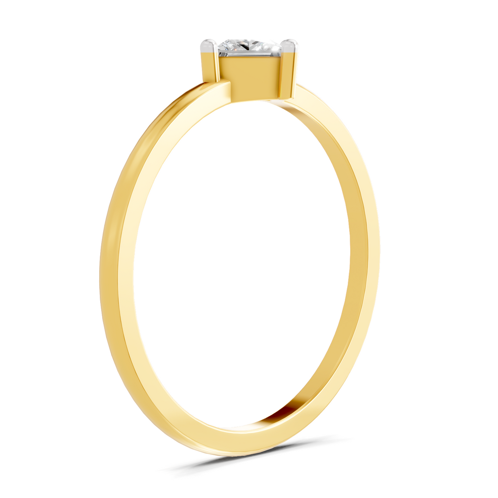 Sparkles Lab Grown Diamond 0.04 Kite-Set Princess Cut Solitaire Ring| 14K Yellow Gold