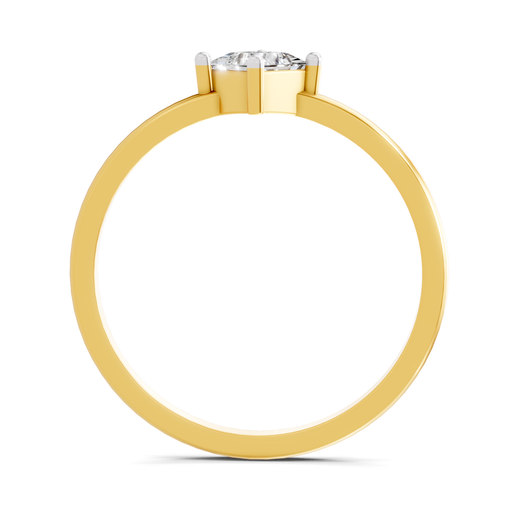 Sparkles Lab Grown Diamond 0.04 Kite-Set Princess Cut Solitaire Ring| 14K Yellow Gold