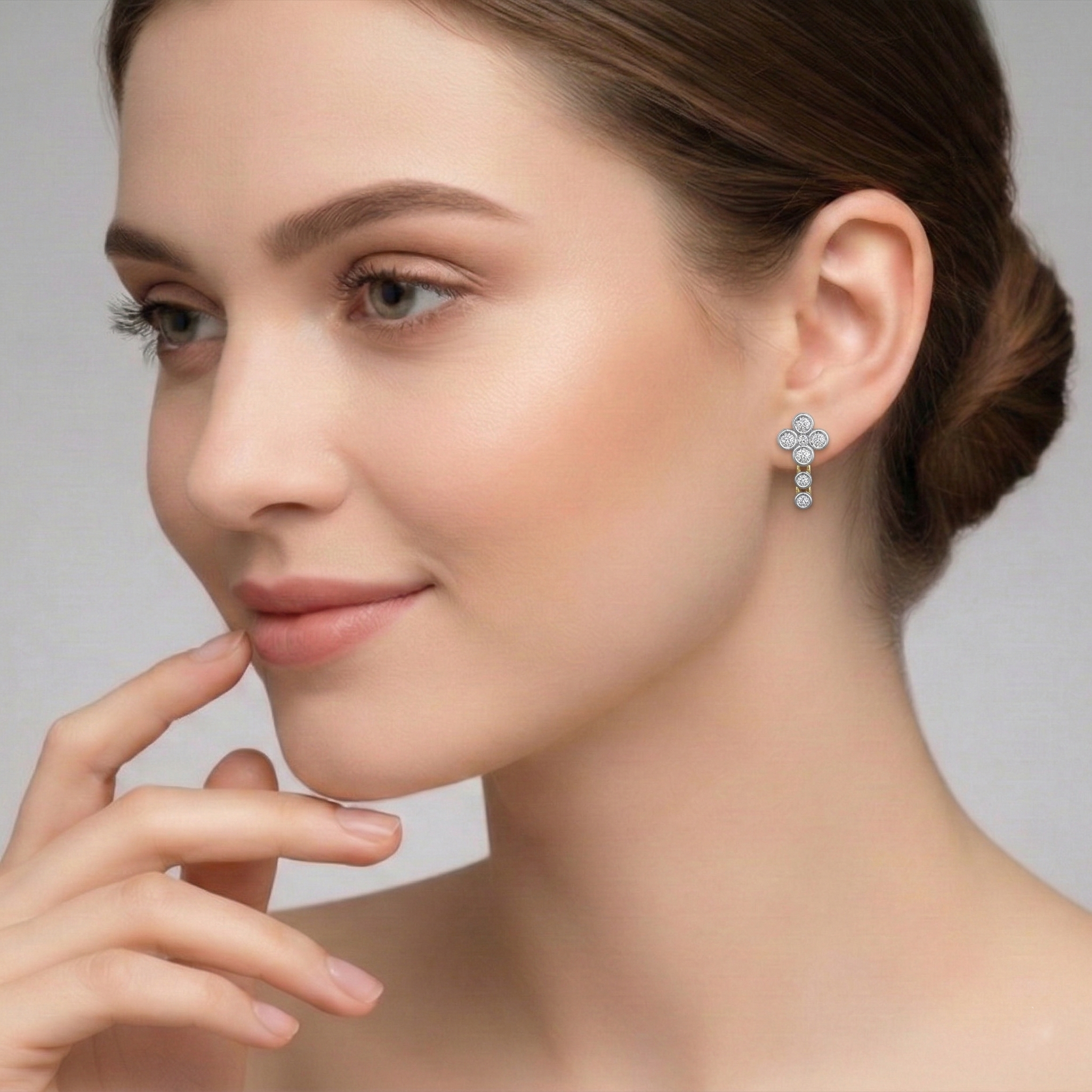 0.5 Ct Round Dangle Earrings | 14K Yellow Gold  FG VS Quality Diamonds